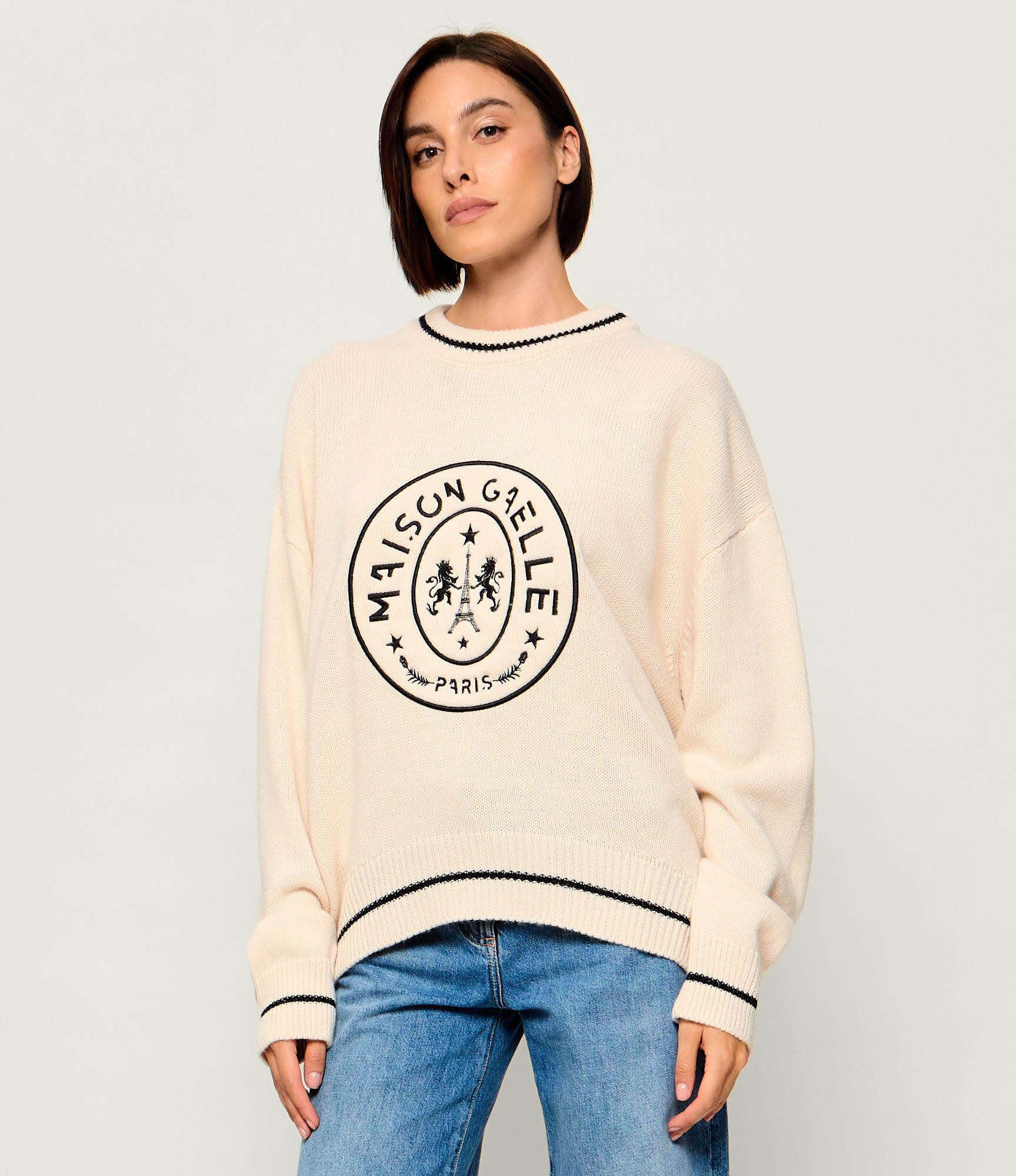 Gaëlle Paris Pulover | Loose fit cu adaos de lână