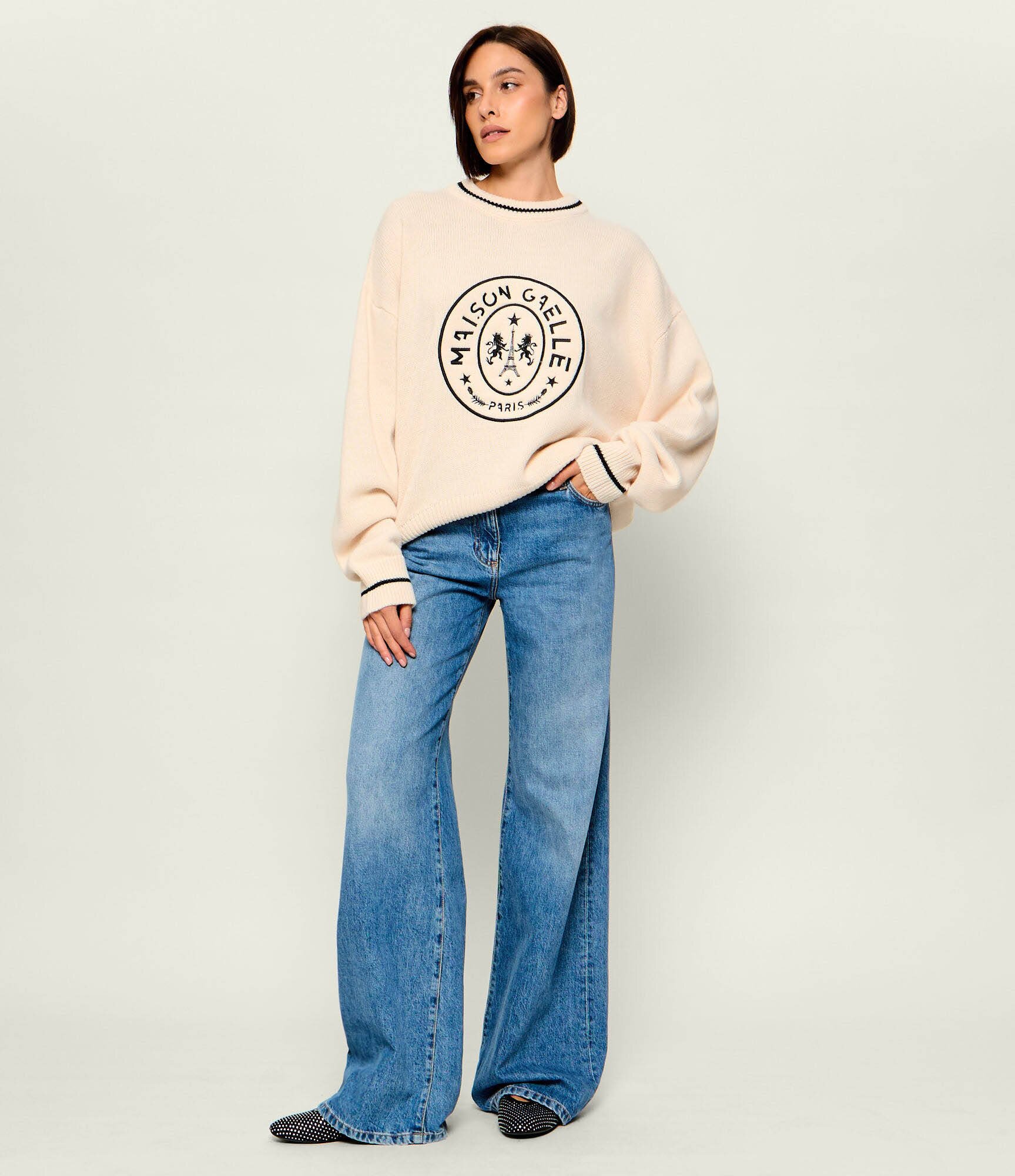 Gaëlle Paris Pulover | Loose fit cu adaos de lână