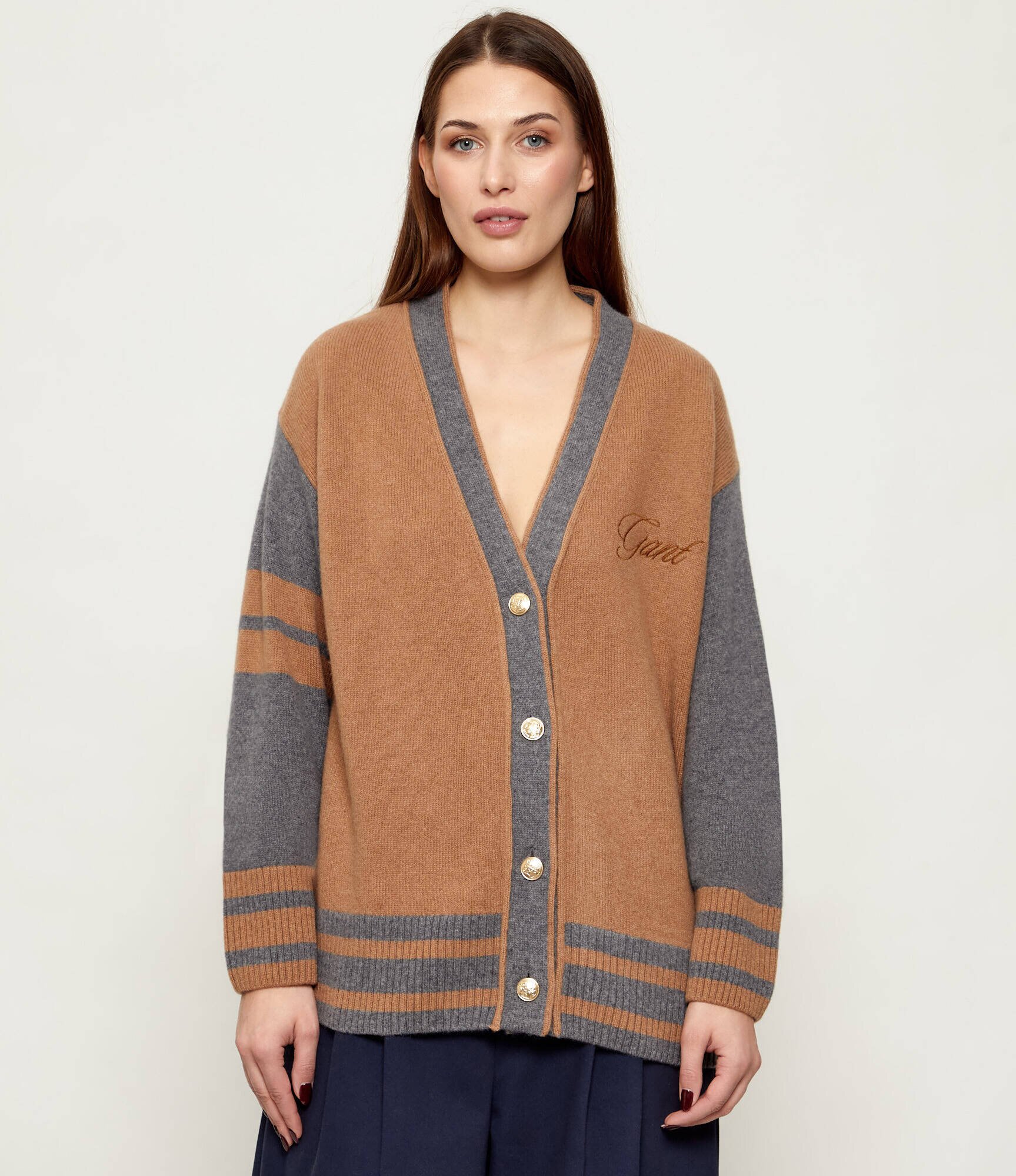 Gant De lână cardigan VARSITY | Loose fit cu adaos de cașmir