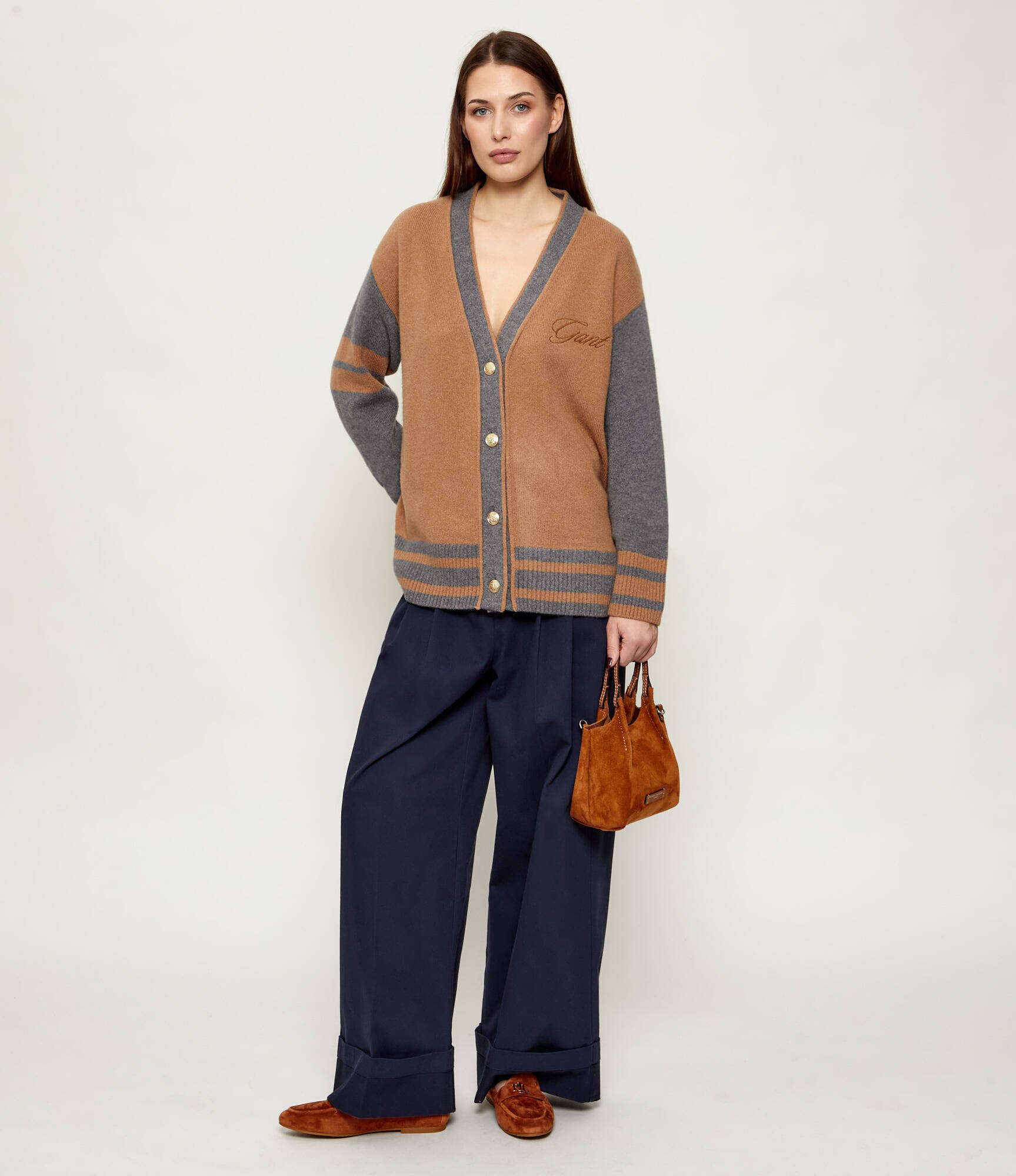 Gant De lână cardigan VARSITY | Loose fit cu adaos de cașmir