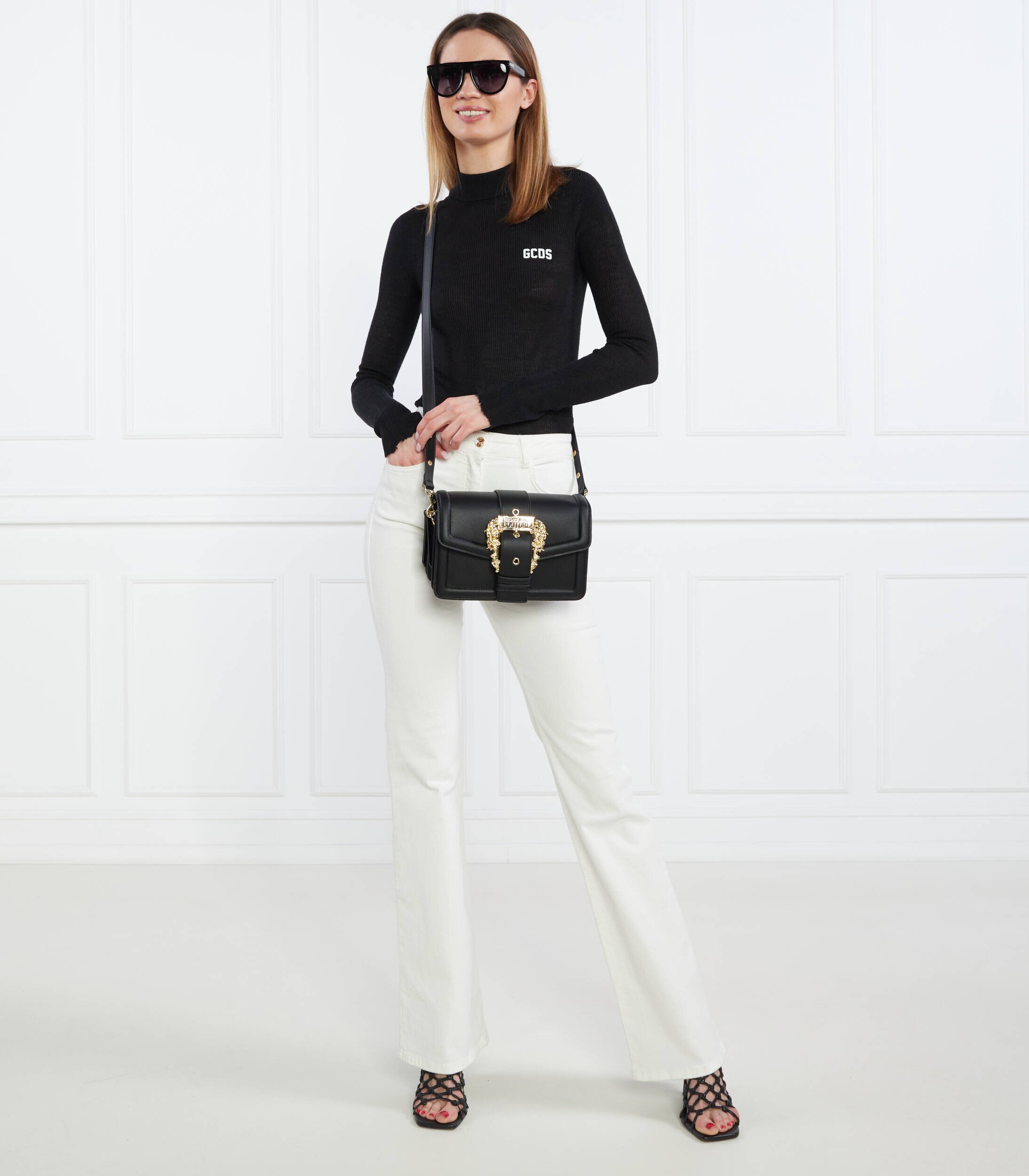 GCDS Pulover BASIC TURTLENECK | Skinny fit cu adaos de lână
