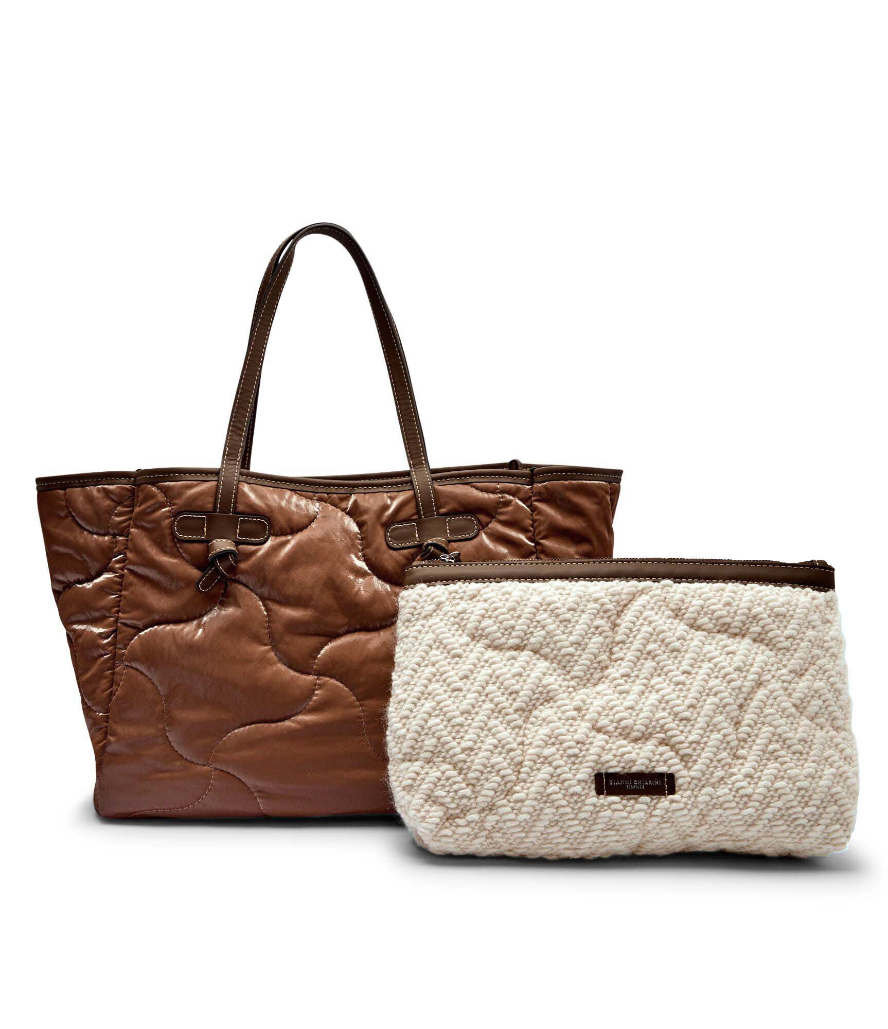 Gianni Chiarini Geantă shopper cu două fețe + borsetă Marcella cu adaos de piele