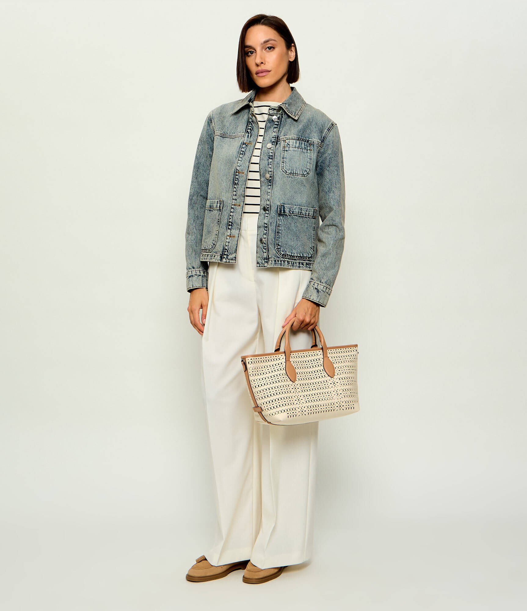 Gianni Chiarini Geantă shopper MASHUP cu adaos de piele