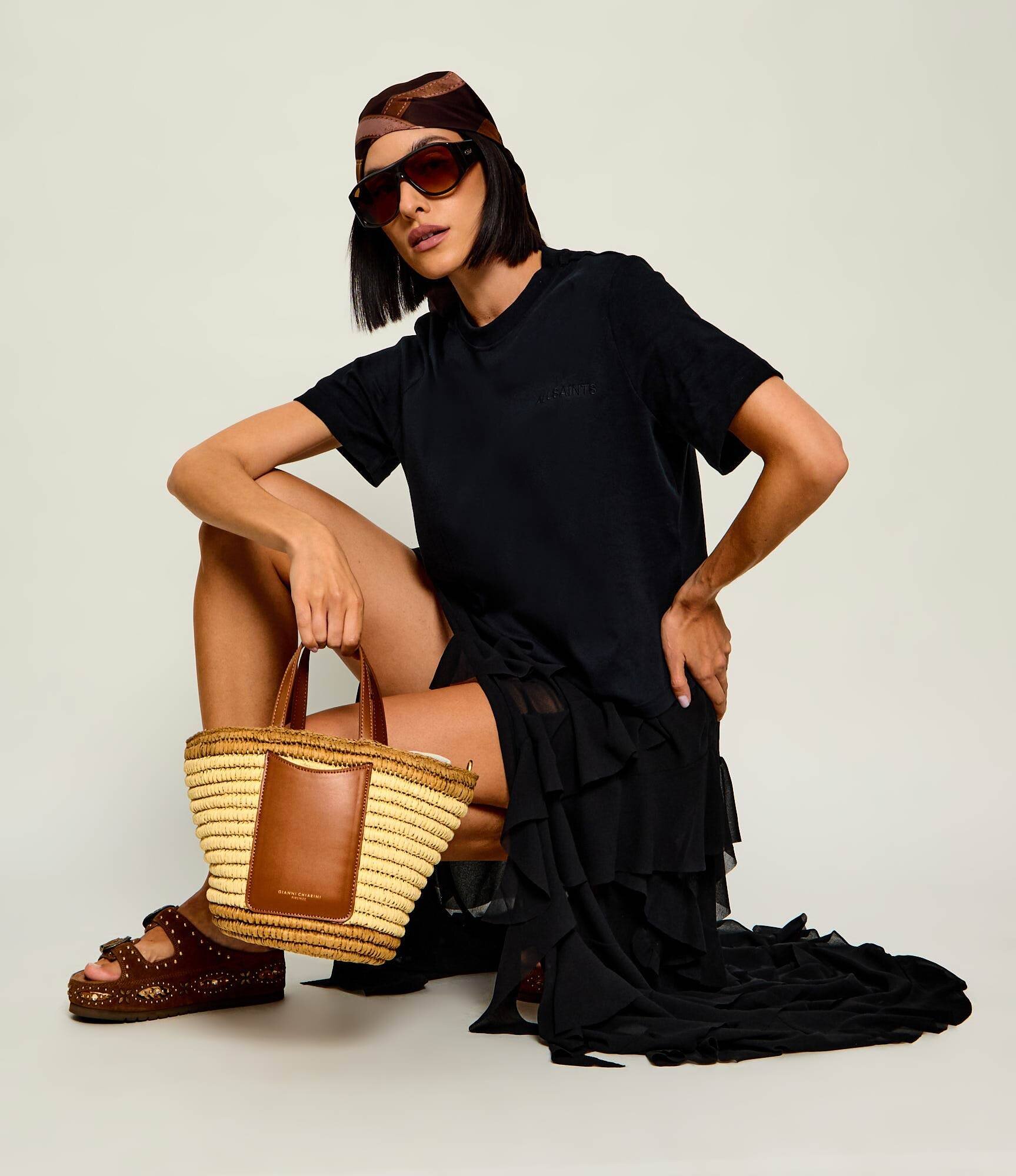 Gianni Chiarini Geantă tip sac Mae cu adaos de piele