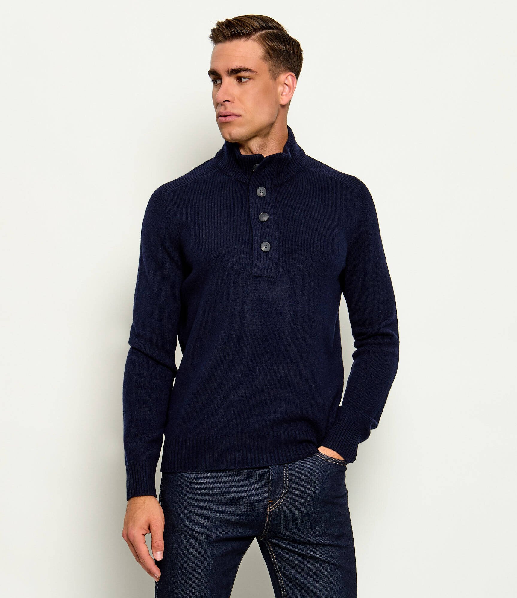 Gran Sasso De lână pulover Mock With Bot. | regular fit
