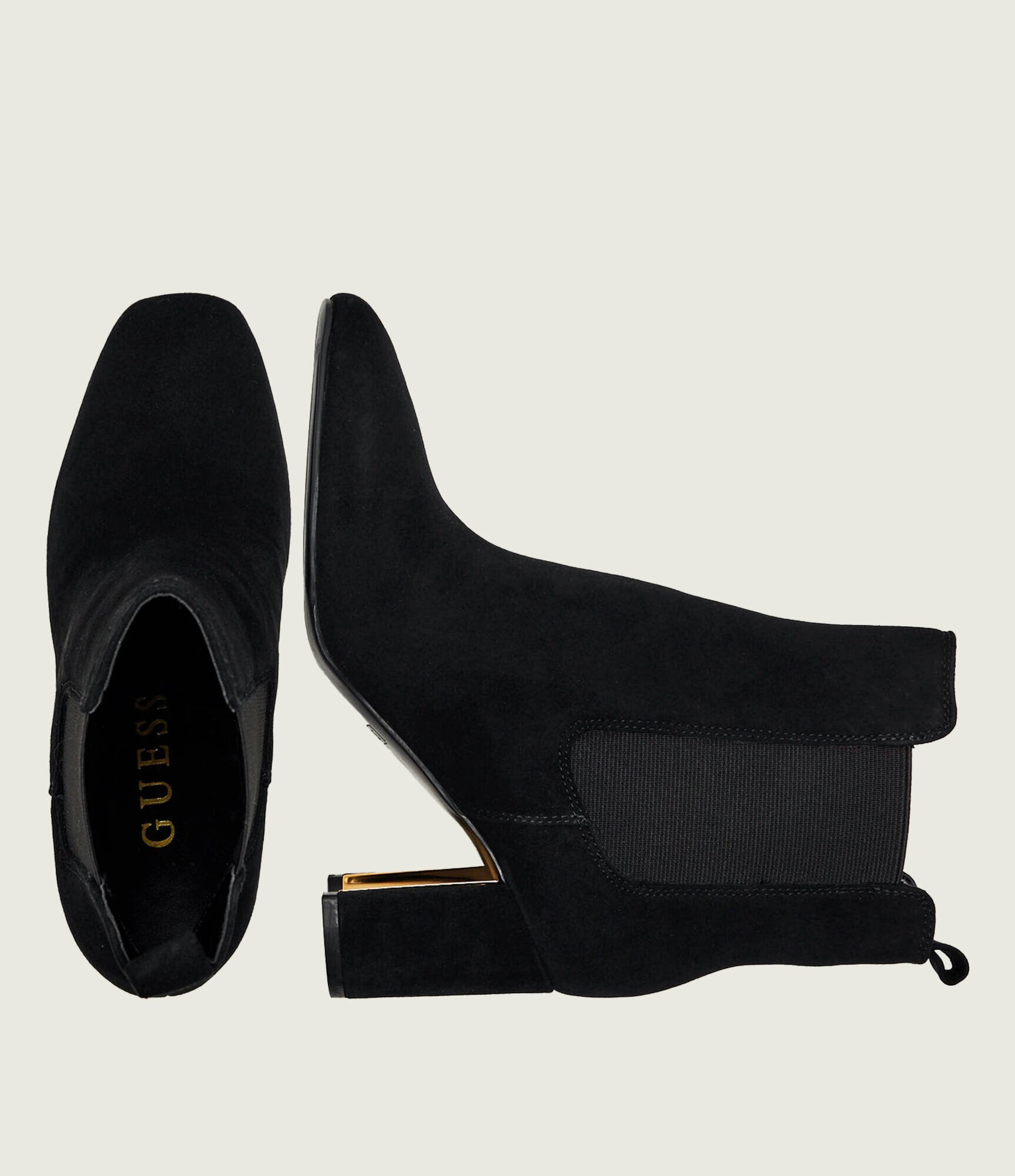 GUESS Botine cu toc Fiery | piele întoarsă