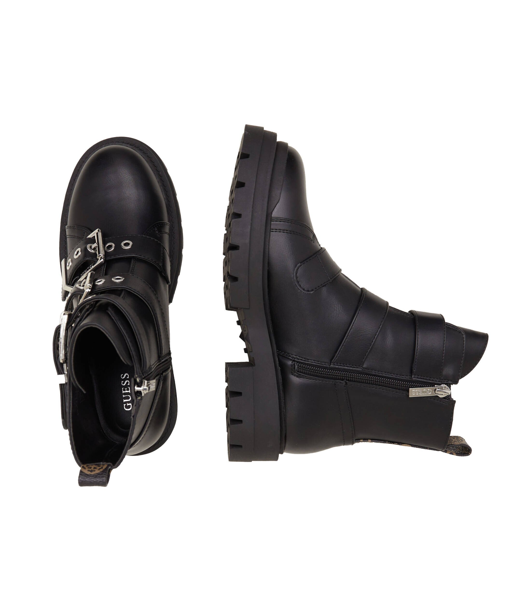 GUESS Botine Obia cu adaos de piele