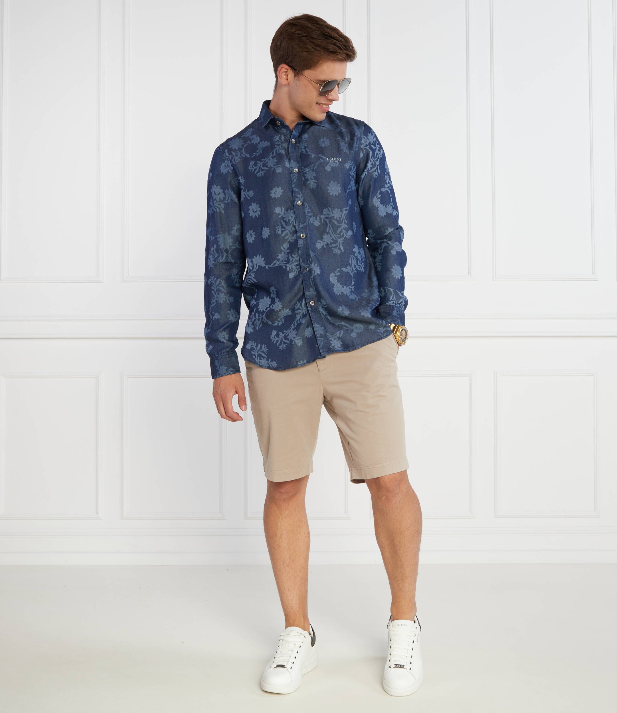 GUESS Cămașă LS SUNSET FLO | Slim Fit