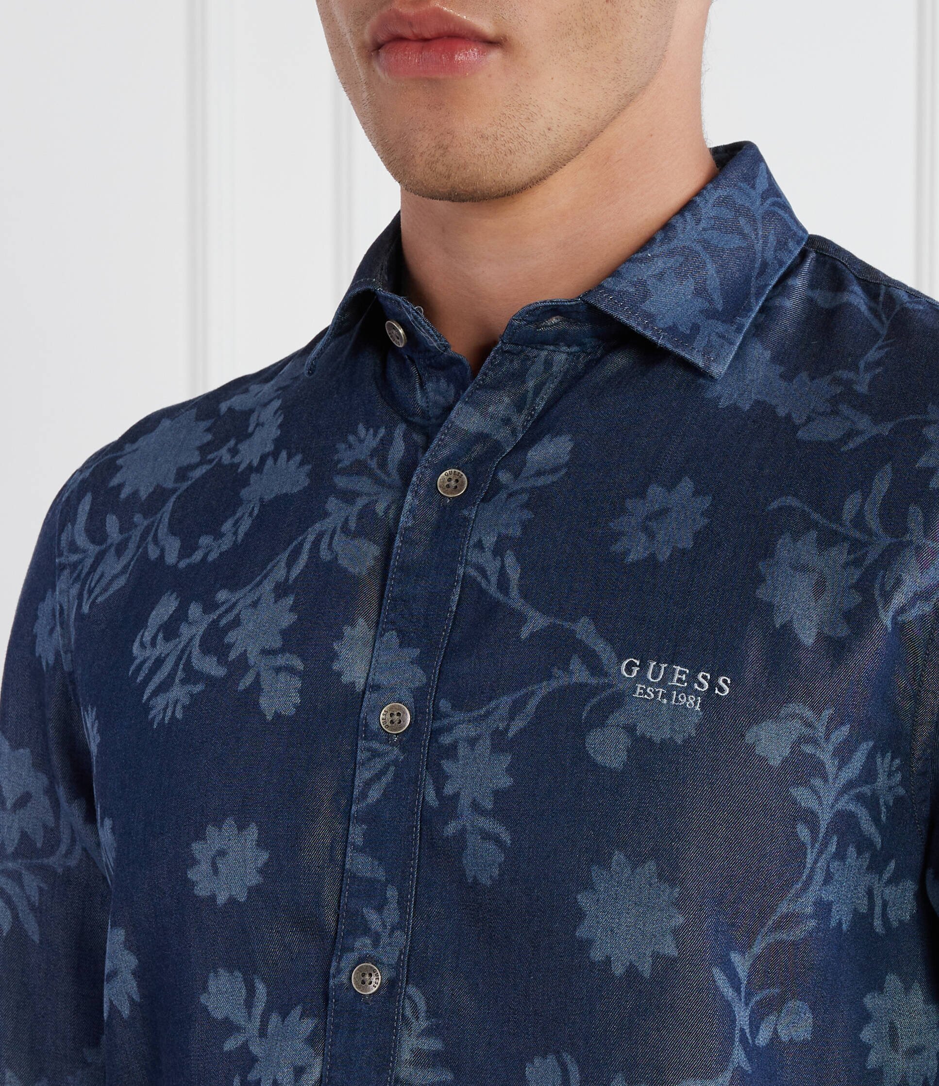 GUESS Cămașă LS SUNSET FLO | Slim Fit