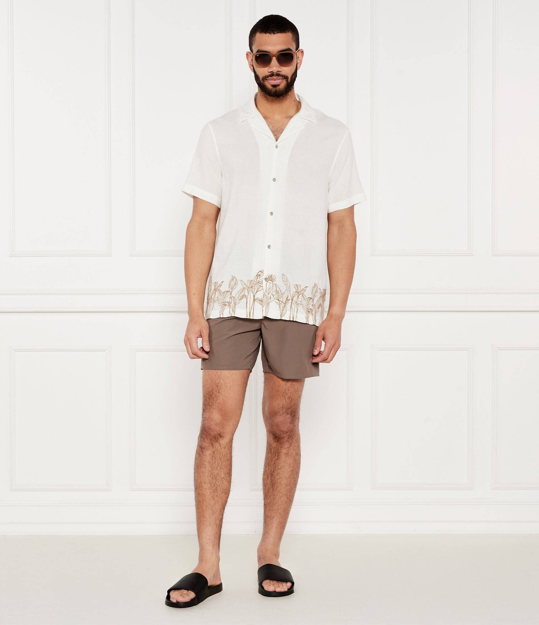 GUESS Cămașă | Regular Fit | cu adaos de in
