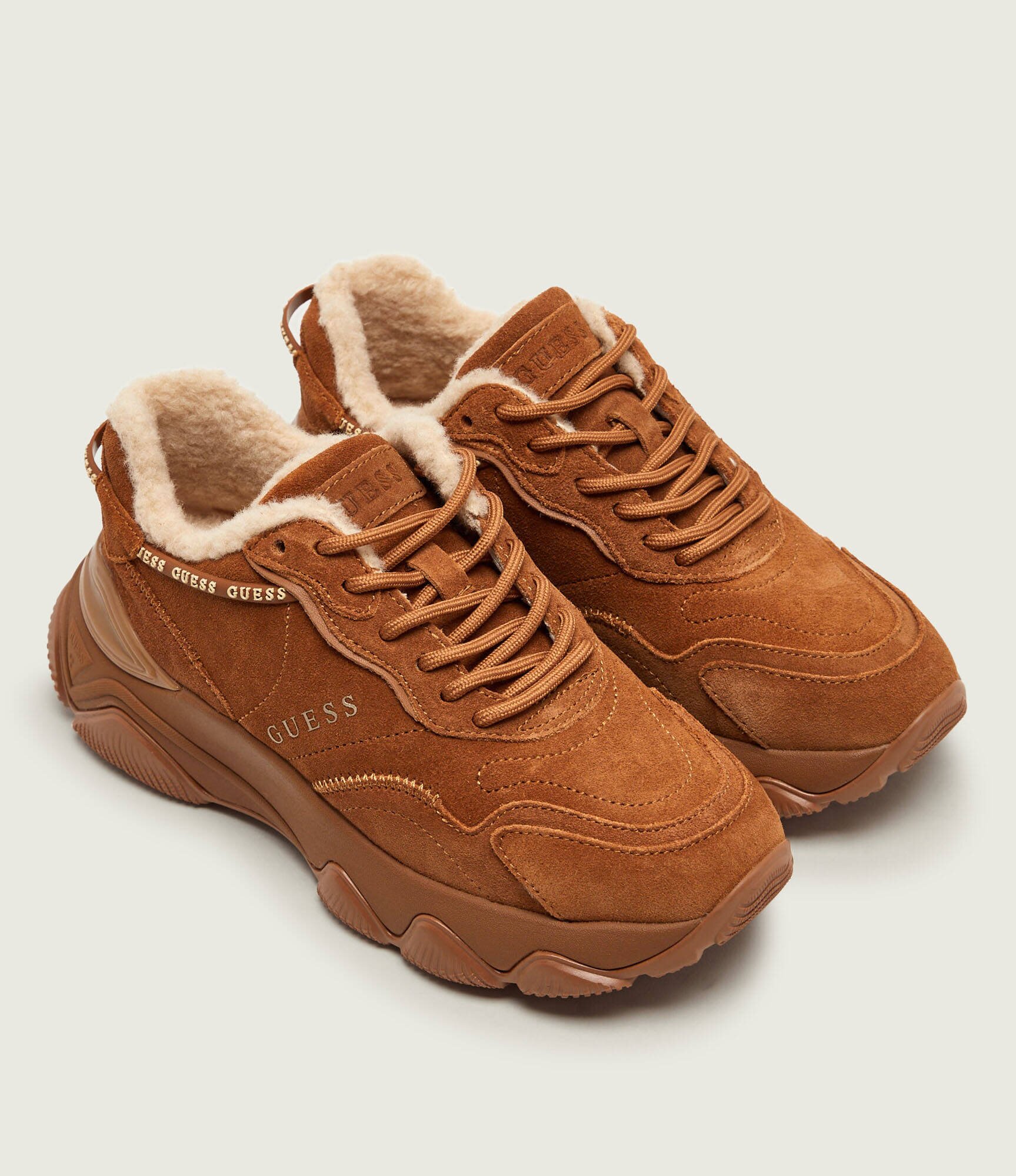 GUESS Căptușite sneakers Micola3 | shearling | piele întoarsă