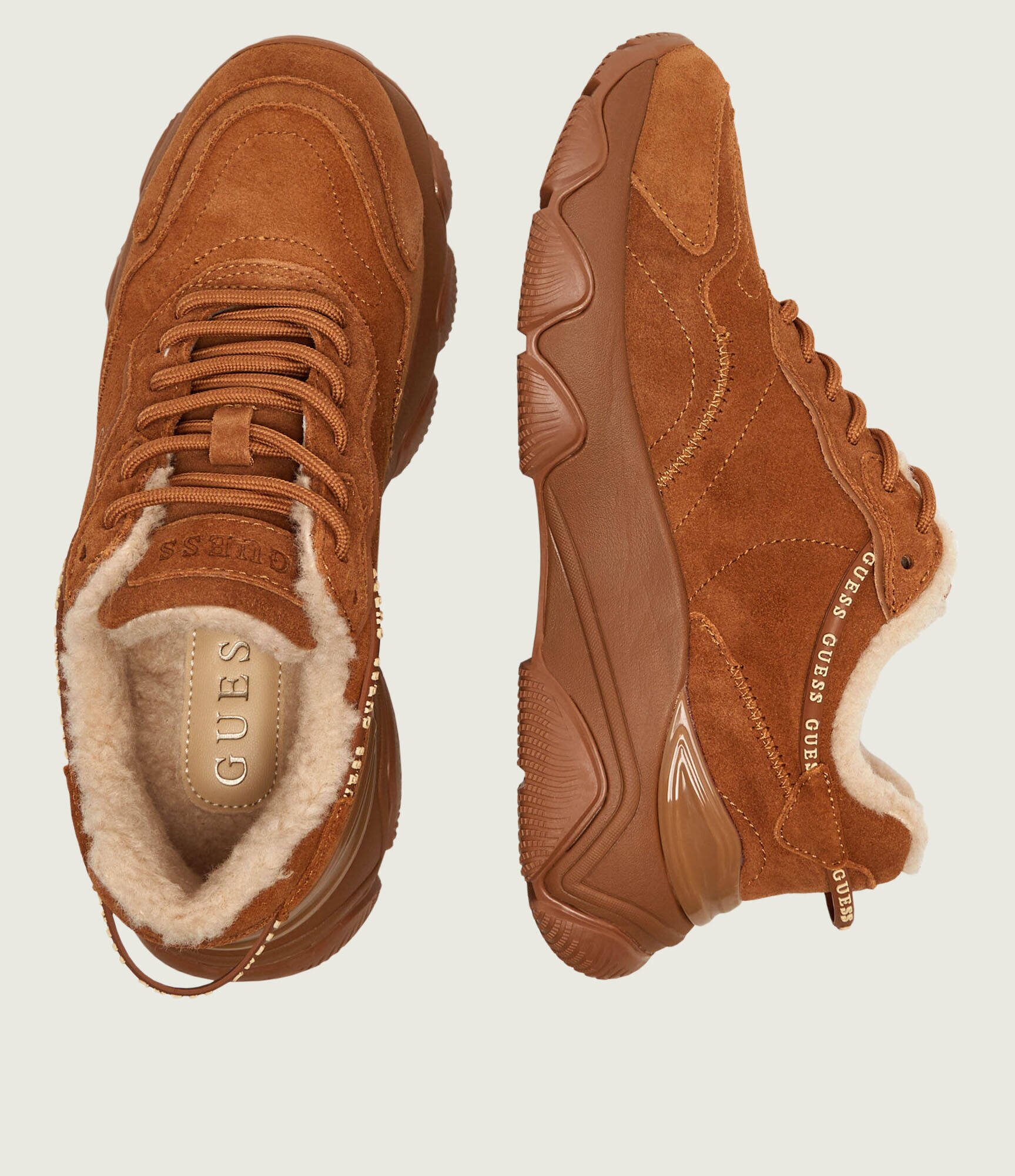 GUESS Căptușite sneakers Micola3 | shearling | piele întoarsă