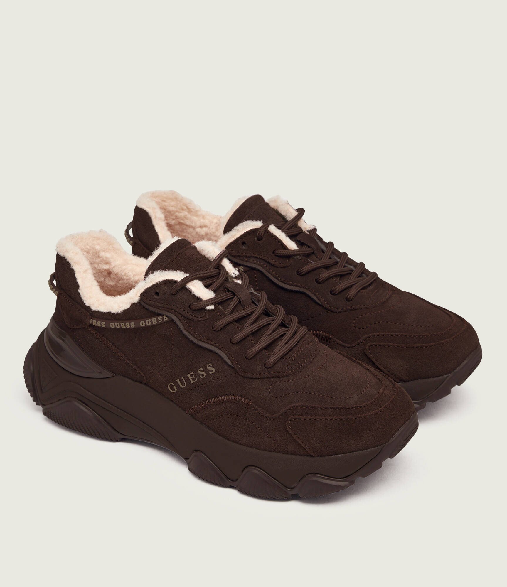 GUESS Căptușite sneakers Micola3 | shearling | piele întoarsă