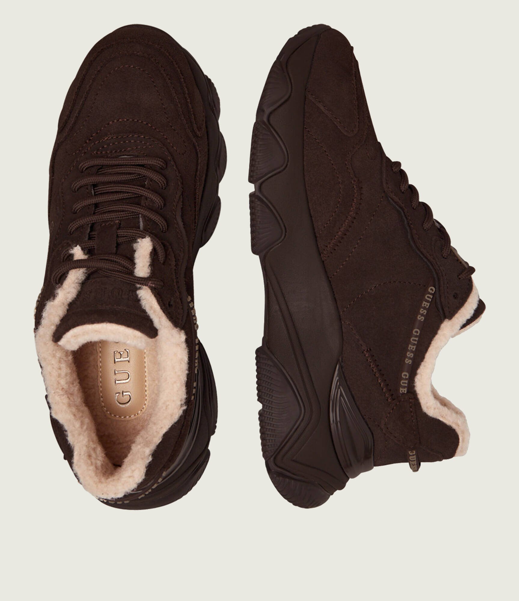 GUESS Căptușite sneakers Micola3 | shearling | piele întoarsă