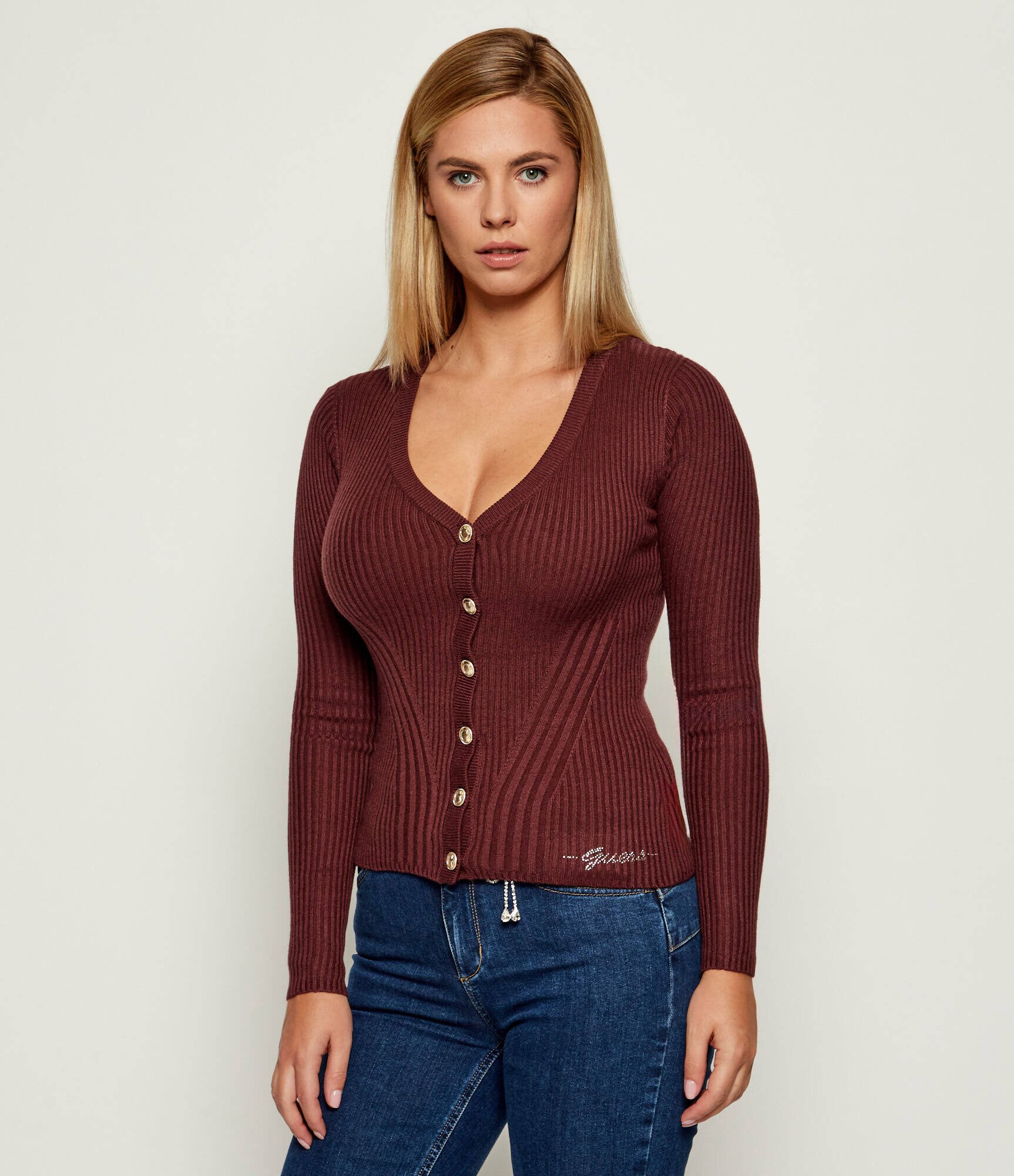 GUESS Cardigan JULIA | Slim Fit | cu adaos de mătase și cașmir