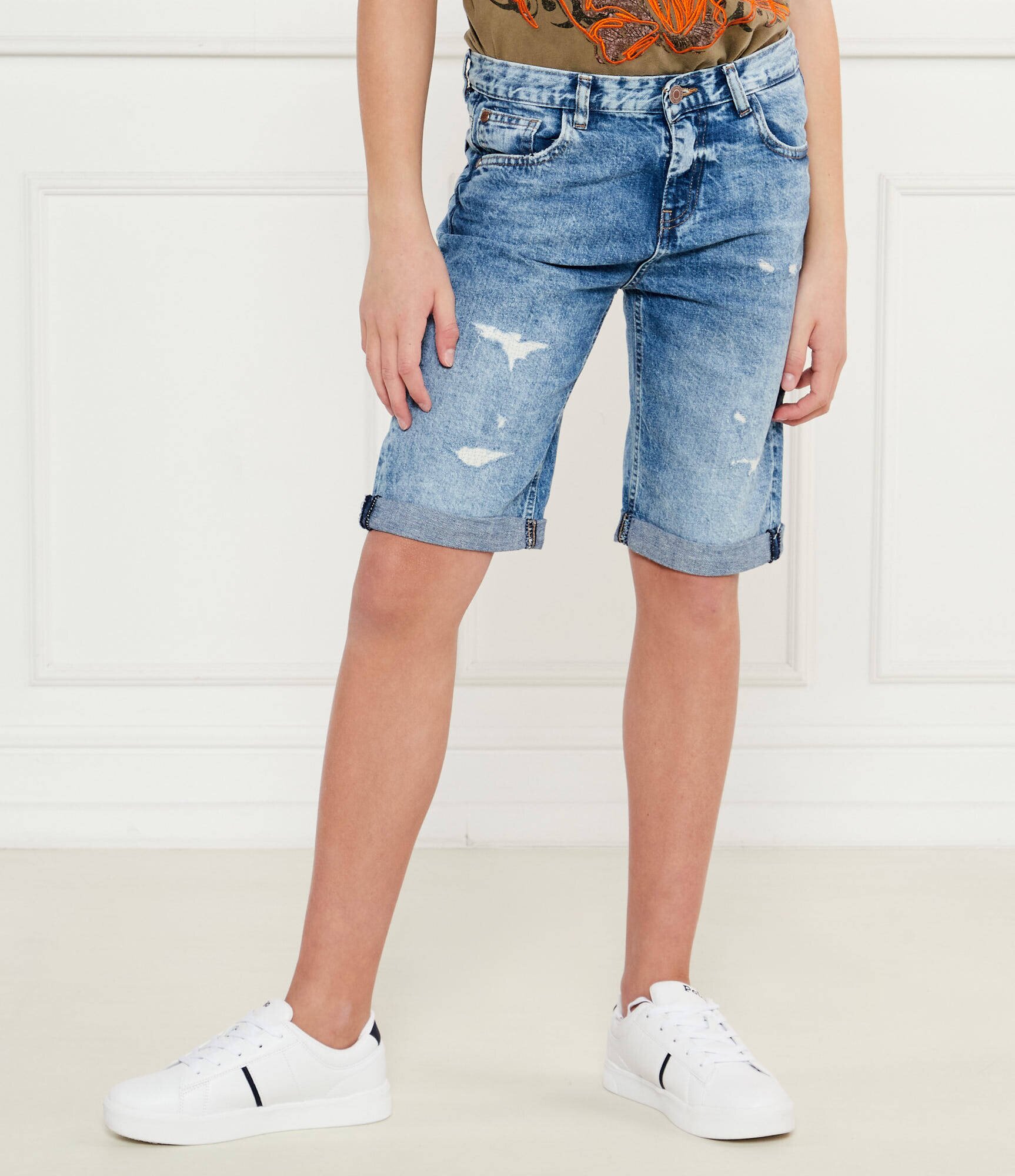 GUESS De blugi pantaloni scurți | Regular Fit | cu adaos de in