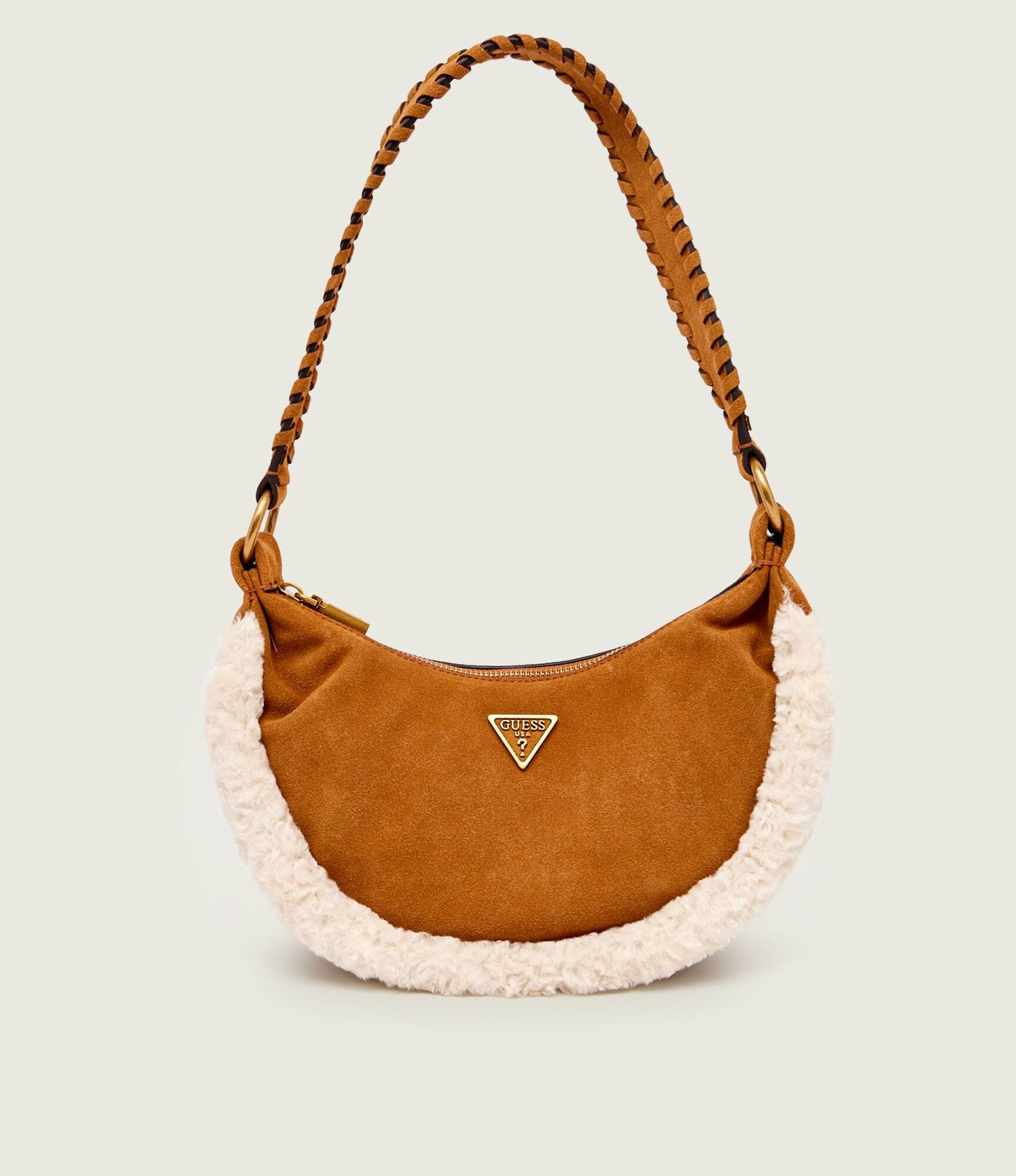 GUESS Hobo Amita |shearling | piele întoarsă
