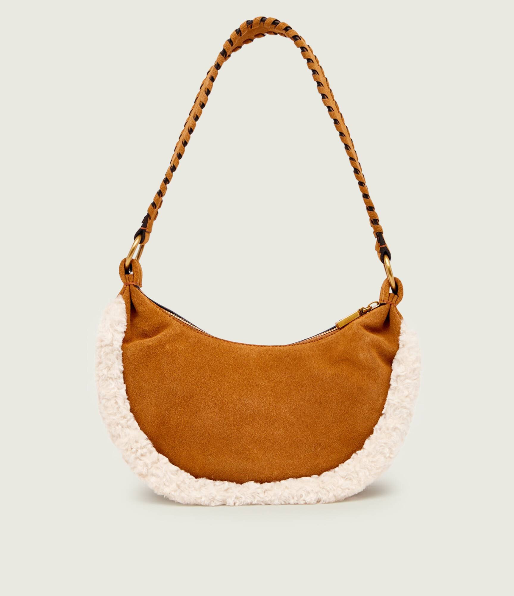 GUESS Hobo Amita |shearling | piele întoarsă