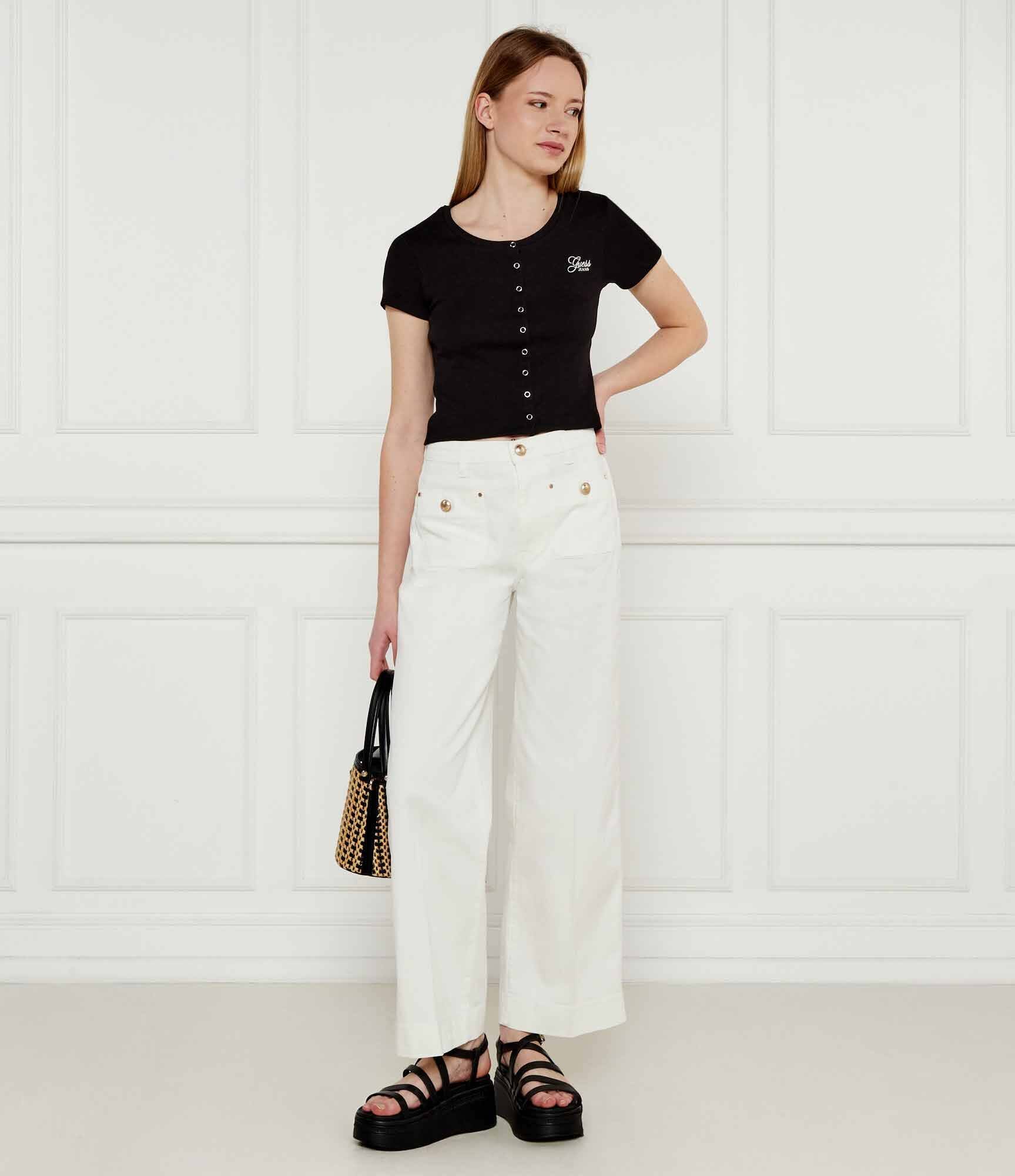 GUESS JEANS Bluză SNAP EMBRO | Cropped Fit