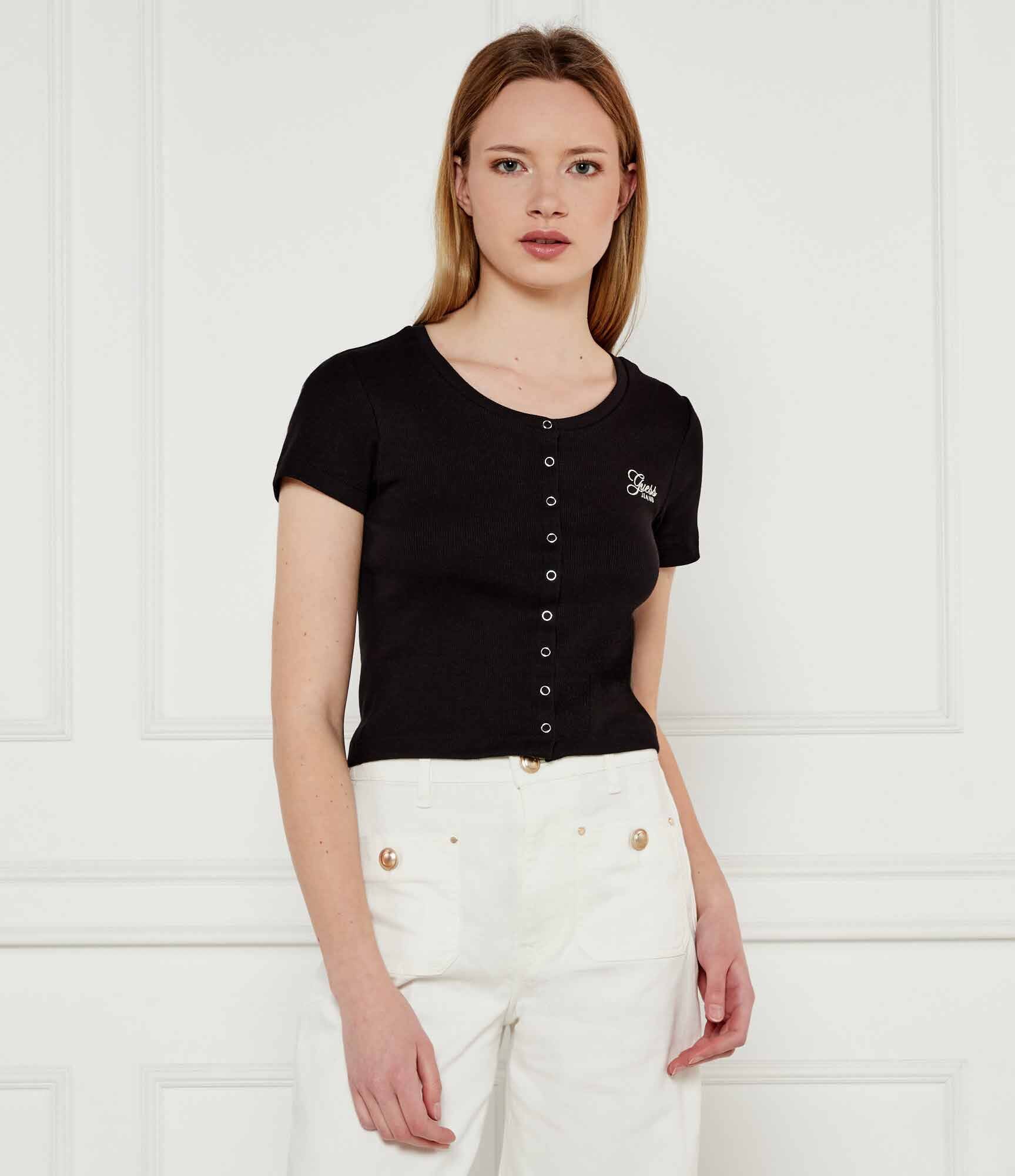 GUESS JEANS Bluză SNAP EMBRO | Cropped Fit