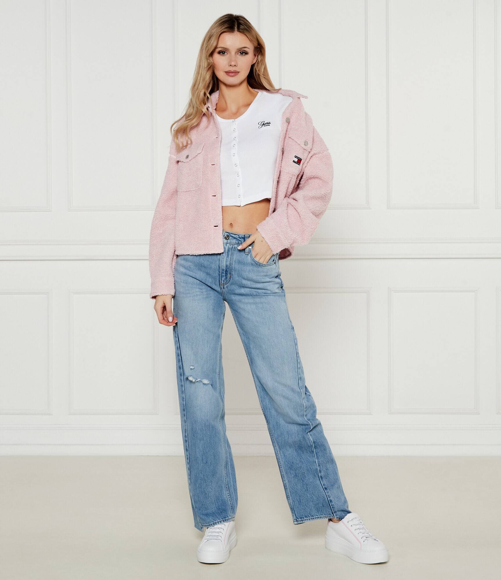 GUESS JEANS Bluză SNAP EMBRO | Cropped Fit