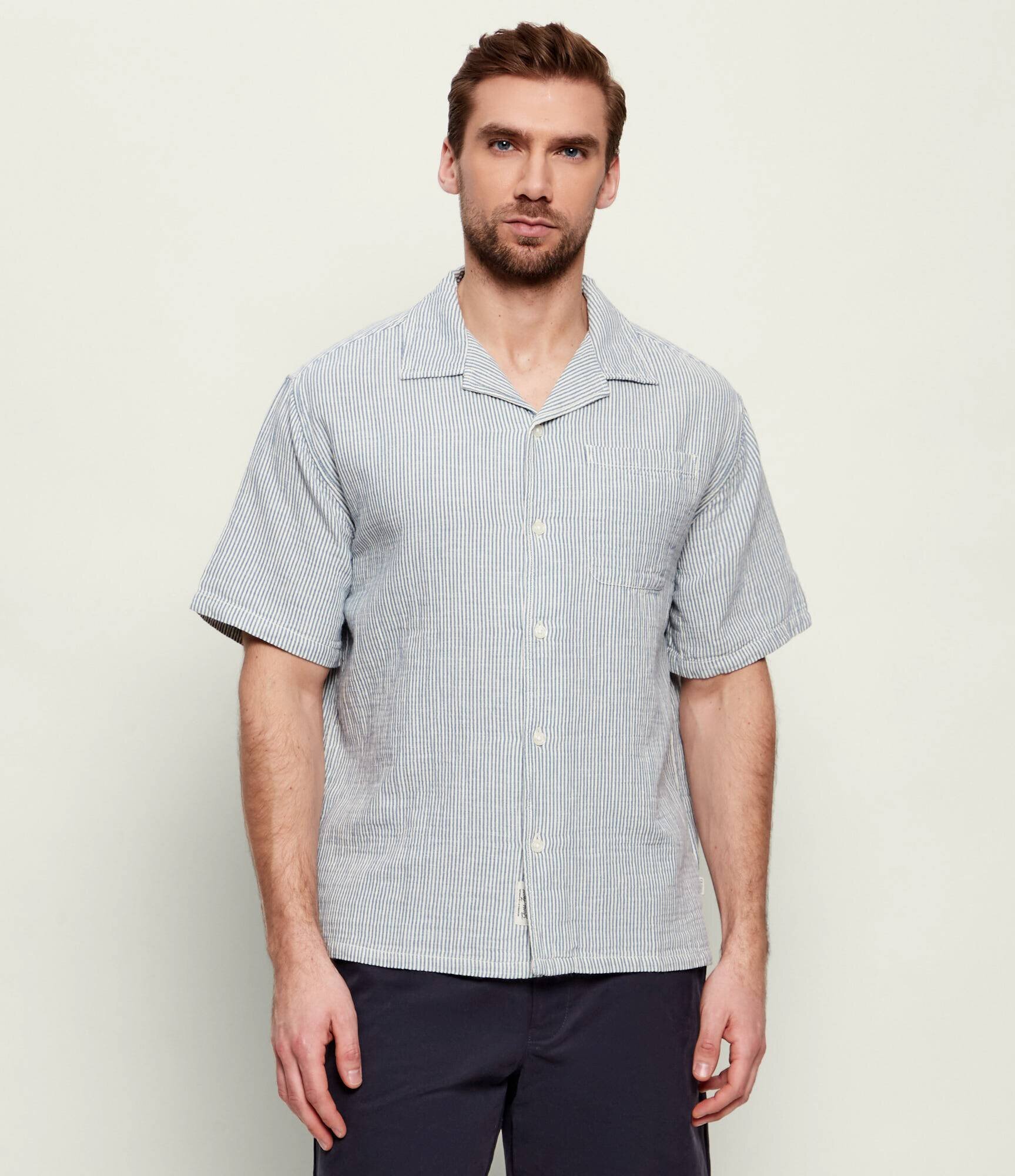 GUESS JEANS Cămașă CAMP | Loose fit | cu adaos de in