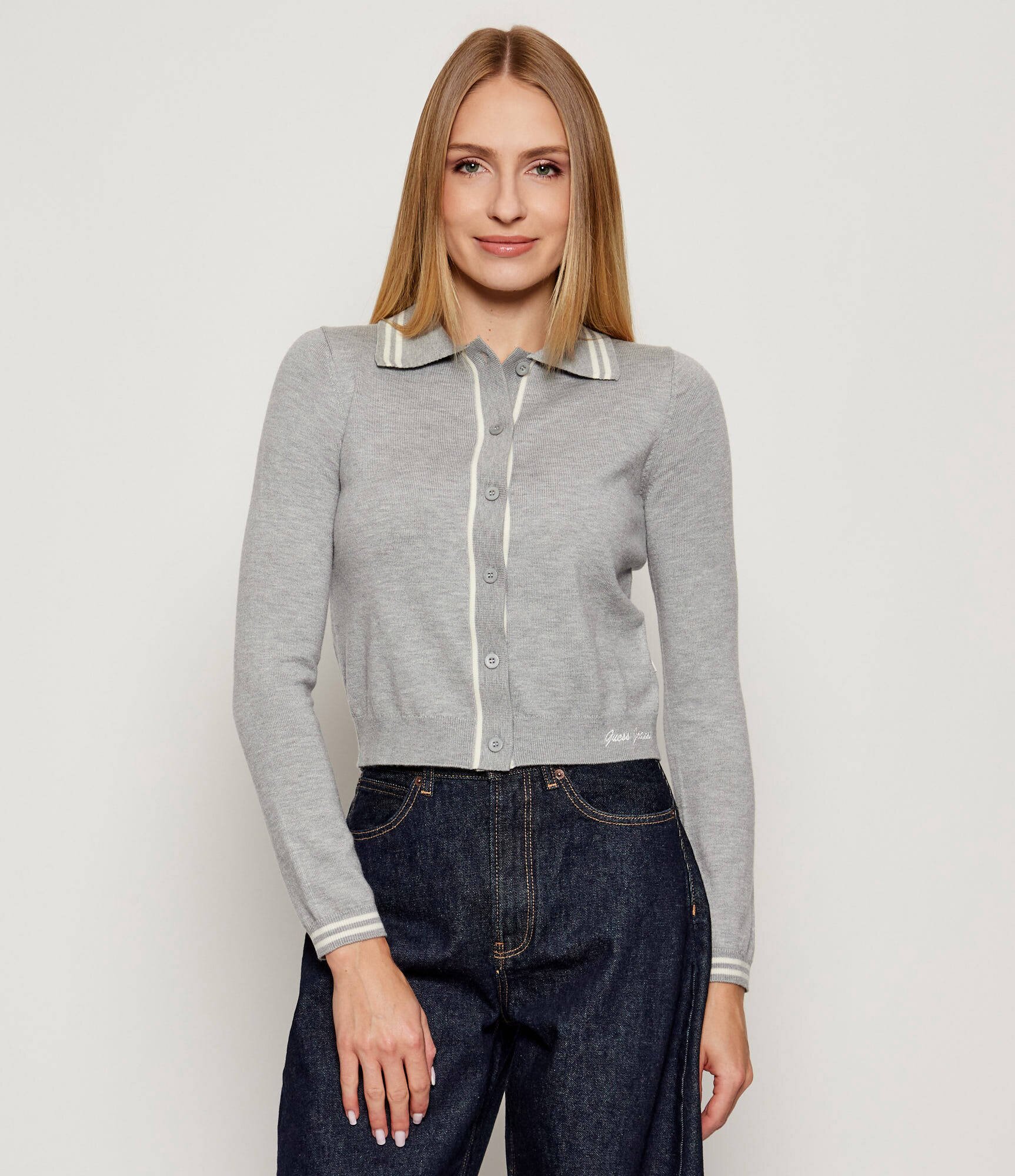 GUESS JEANS Cardigan | Cropped Fit cu adaos de lână