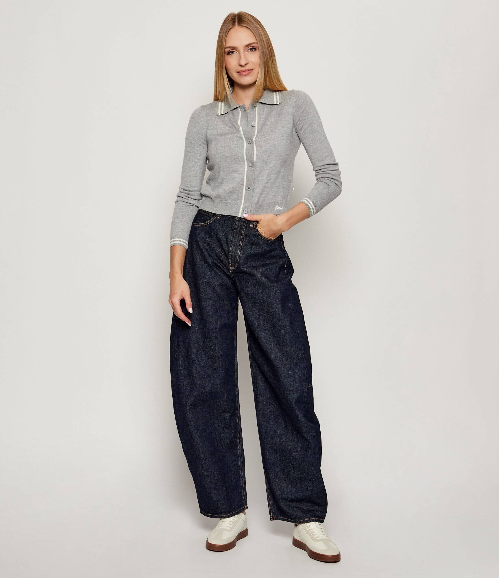 GUESS JEANS Cardigan | Cropped Fit cu adaos de lână