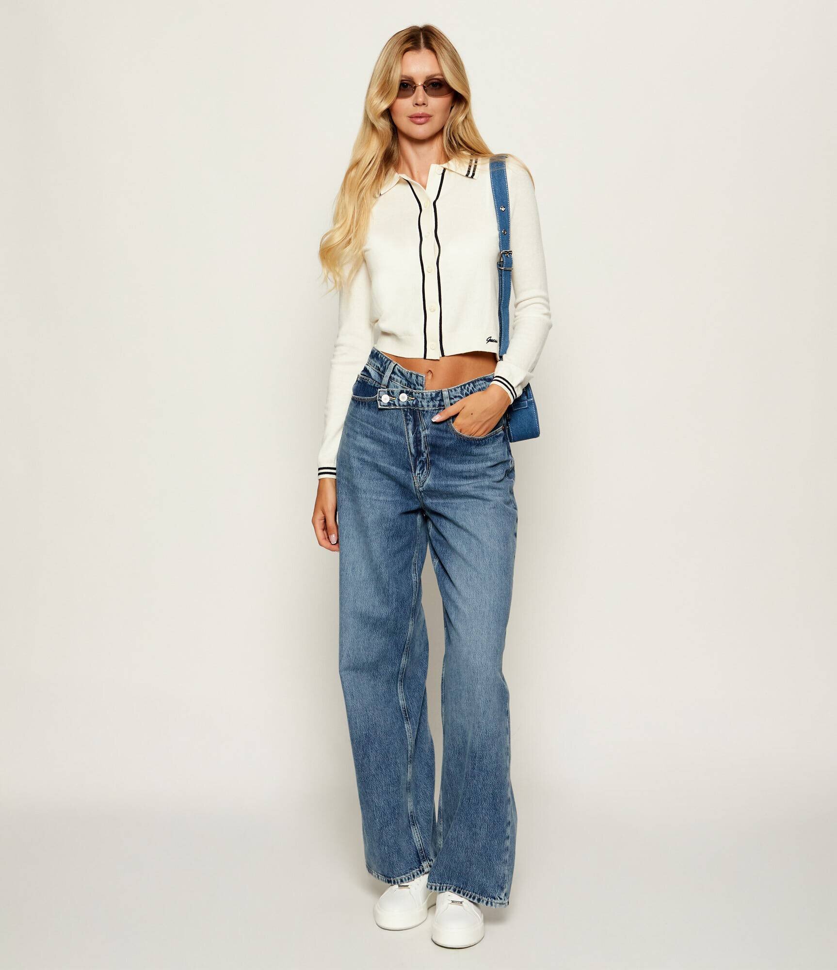 GUESS JEANS Cardigan | Cropped Fit cu adaos de lână