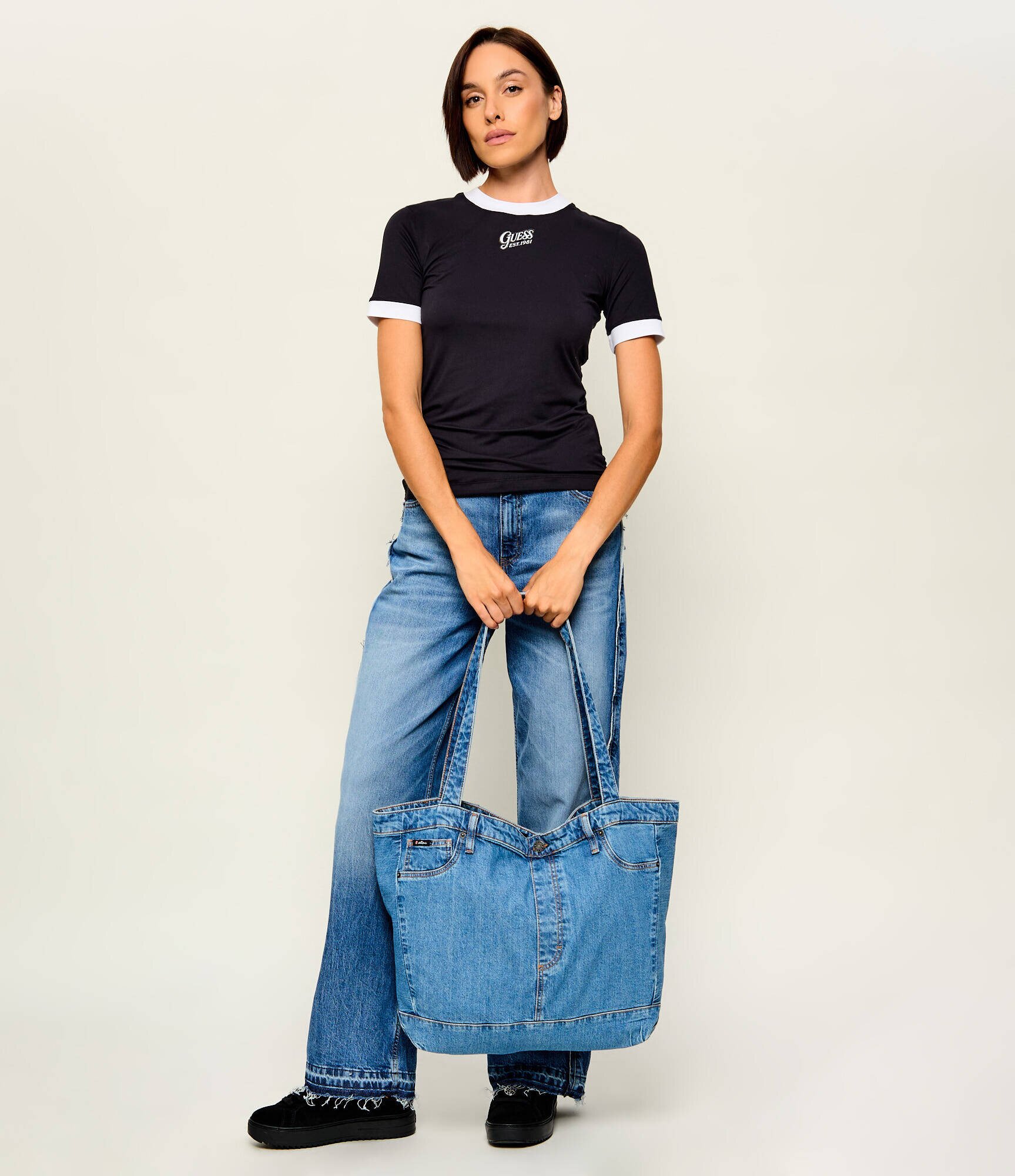 GUESS JEANS De blugi geantă shopper | x The Rolling Stones
