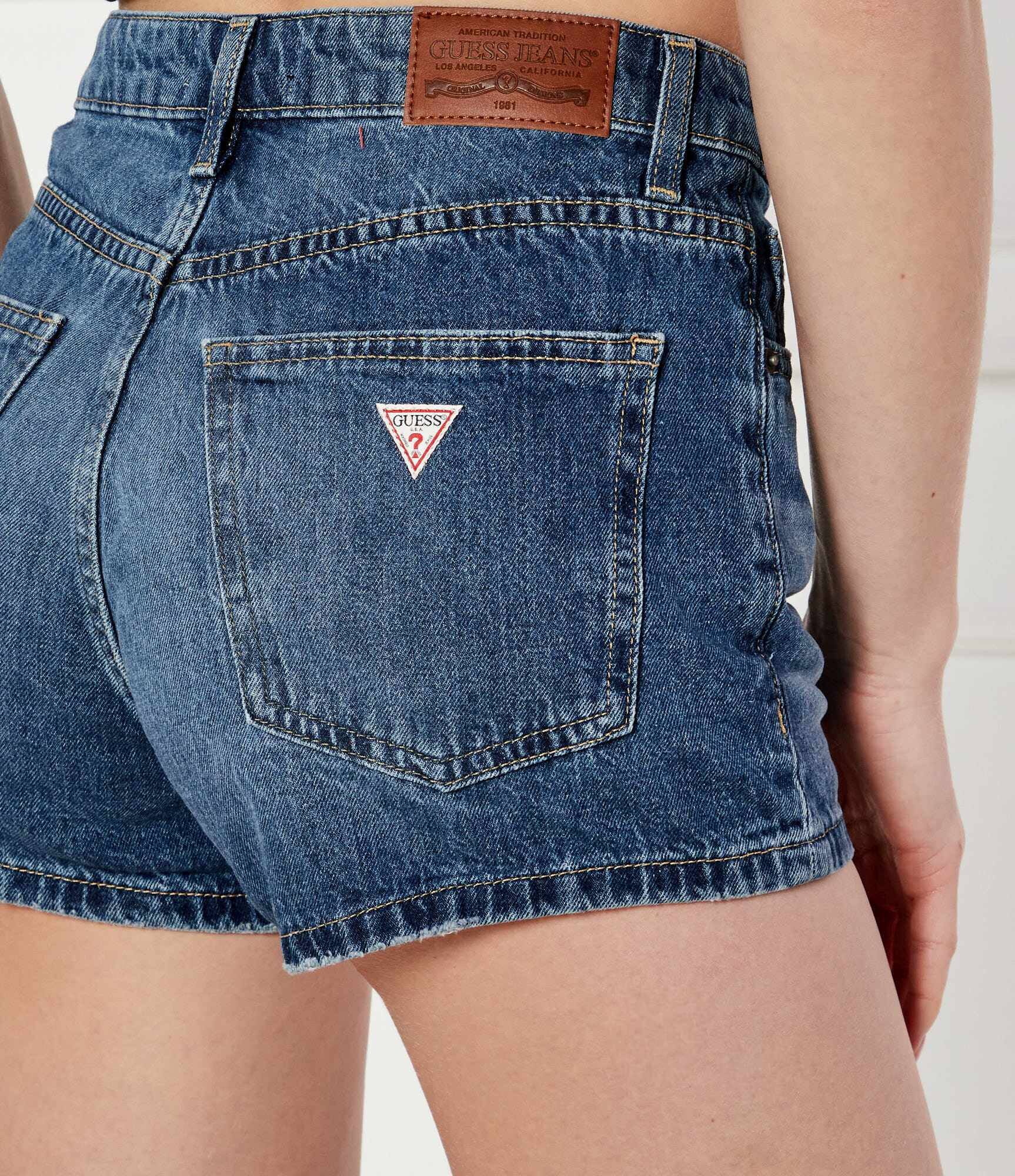 GUESS JEANS De blugi pantaloni scurți | Regular Fit | cu adaos de in