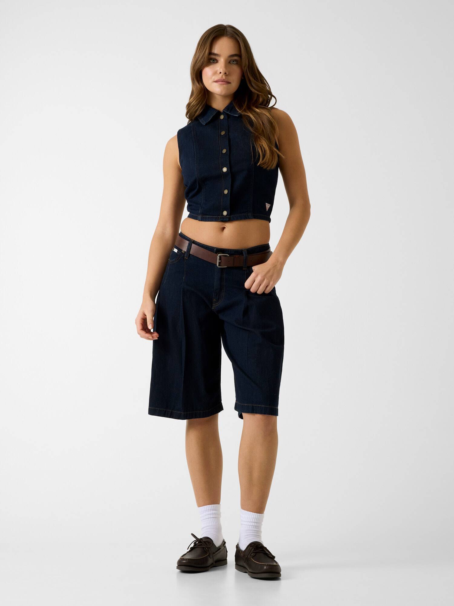 GUESS JEANS De blugi vestă | Cropped Fit