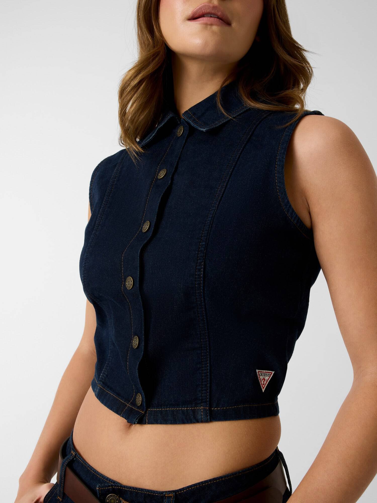 GUESS JEANS De blugi vestă | Cropped Fit