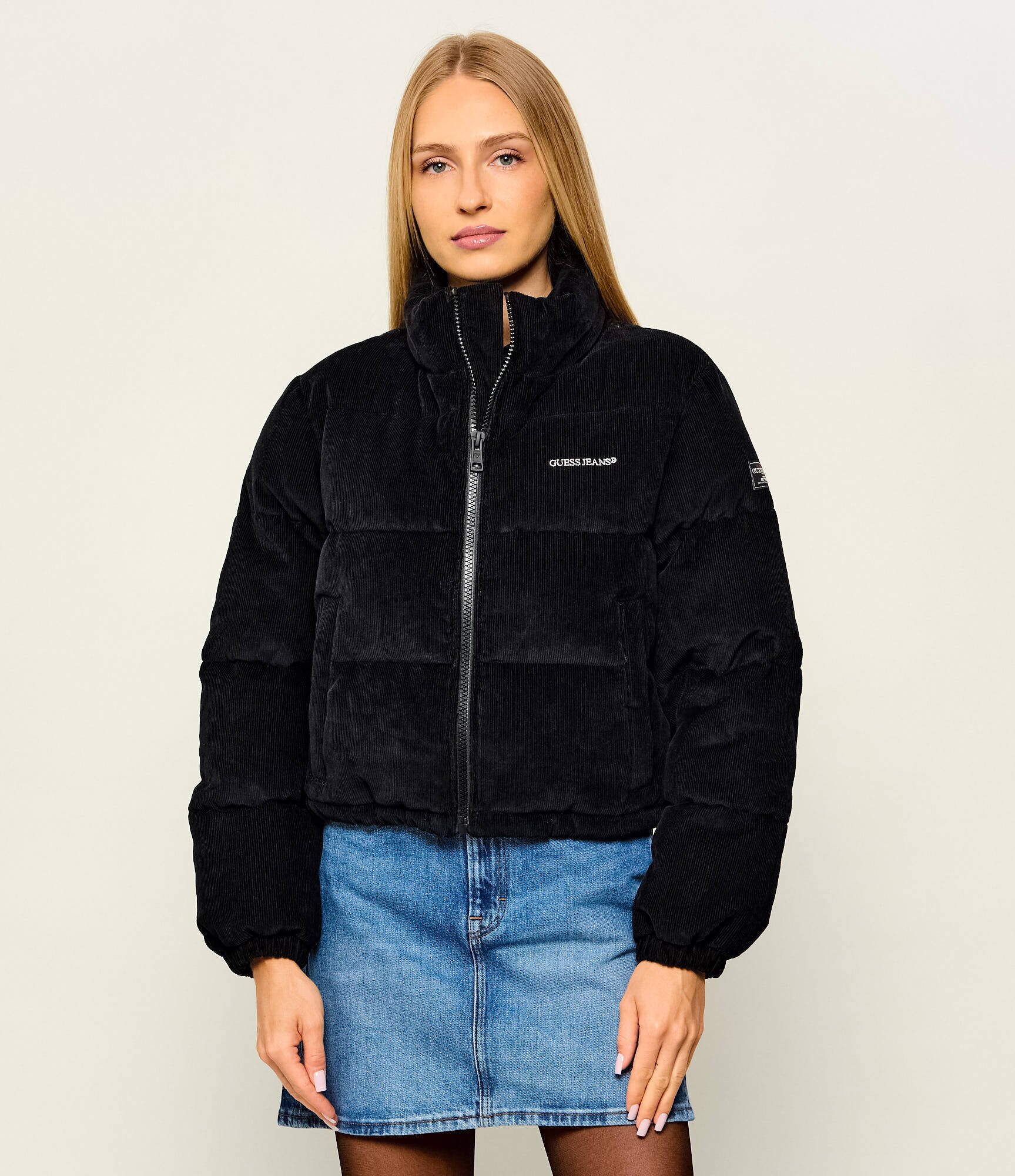 GUESS JEANS Geacă | Cropped Fit | catifea reiată