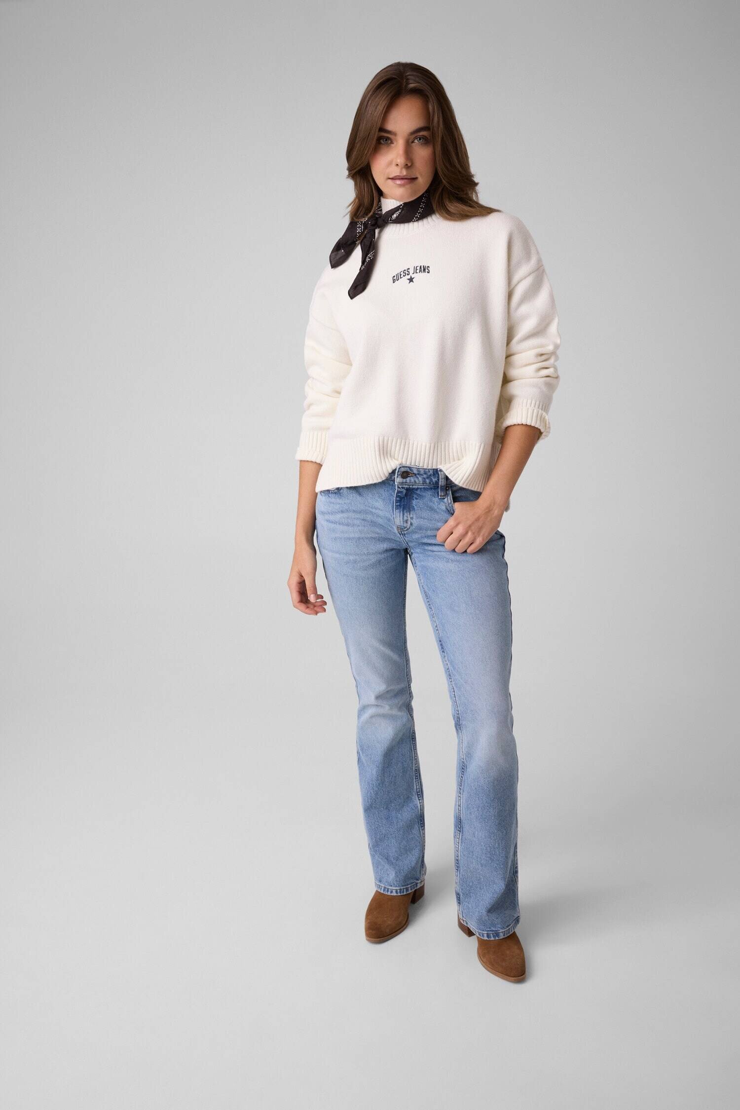 GUESS JEANS Guler înalt | Loose fit cu adaos de lână