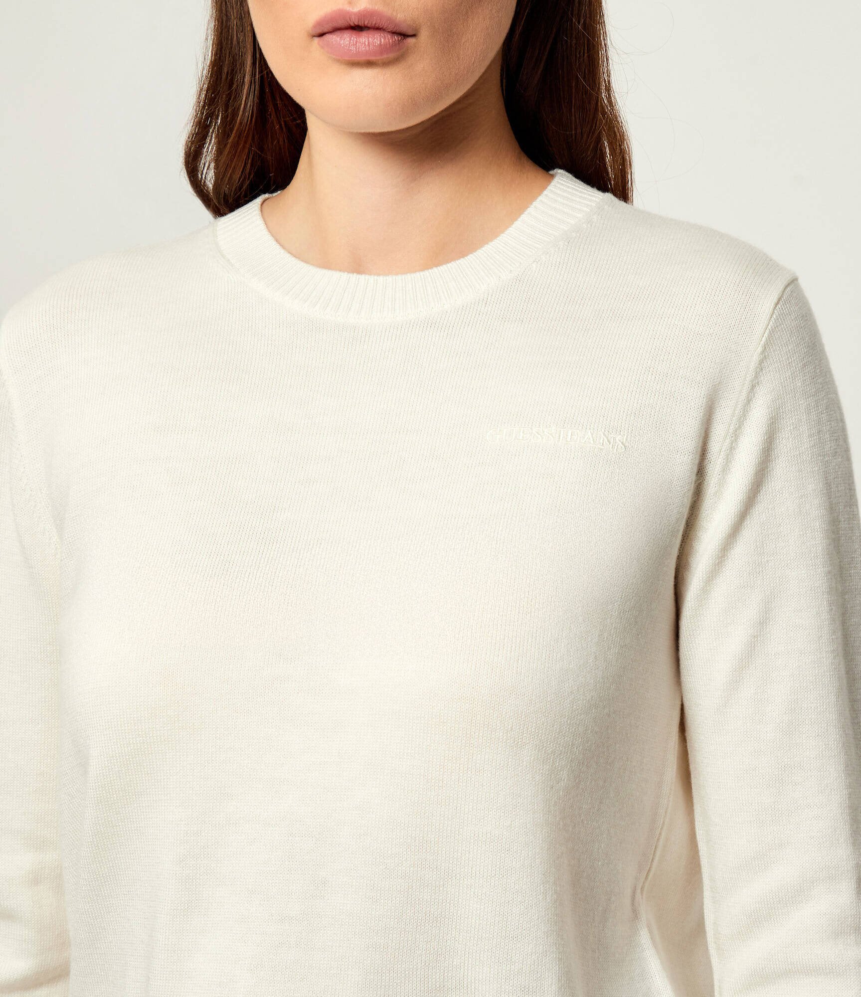 GUESS JEANS Pulover | regular fit cu adaos de mătase