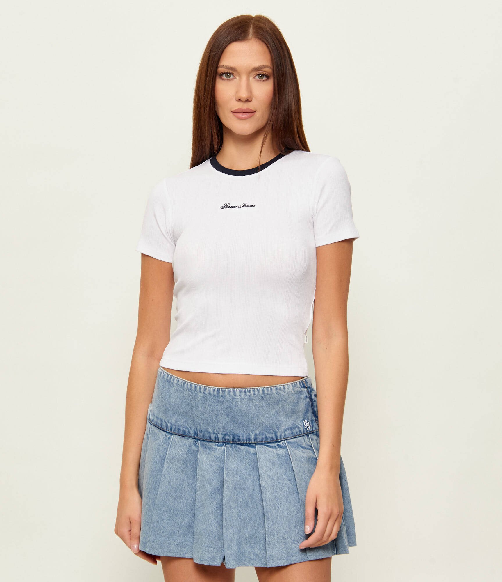 GUESS JEANS Tricou EMBRO RINGER | Slim Fit