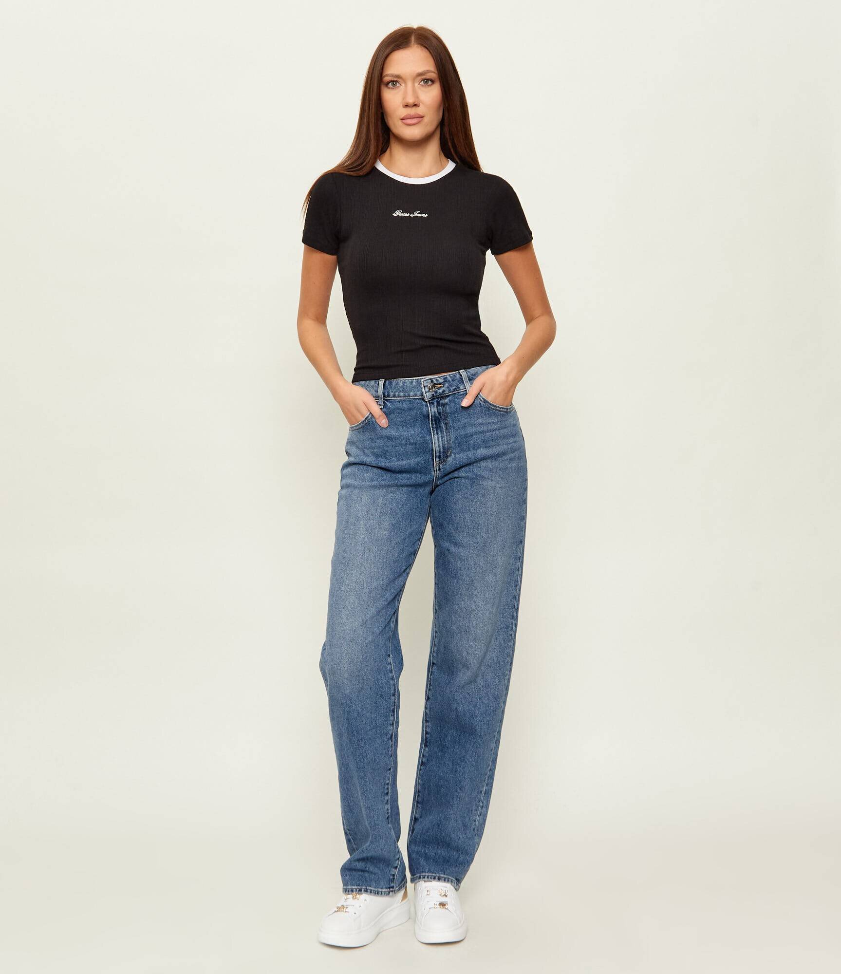 GUESS JEANS Tricou EMBRO RINGER | Slim Fit