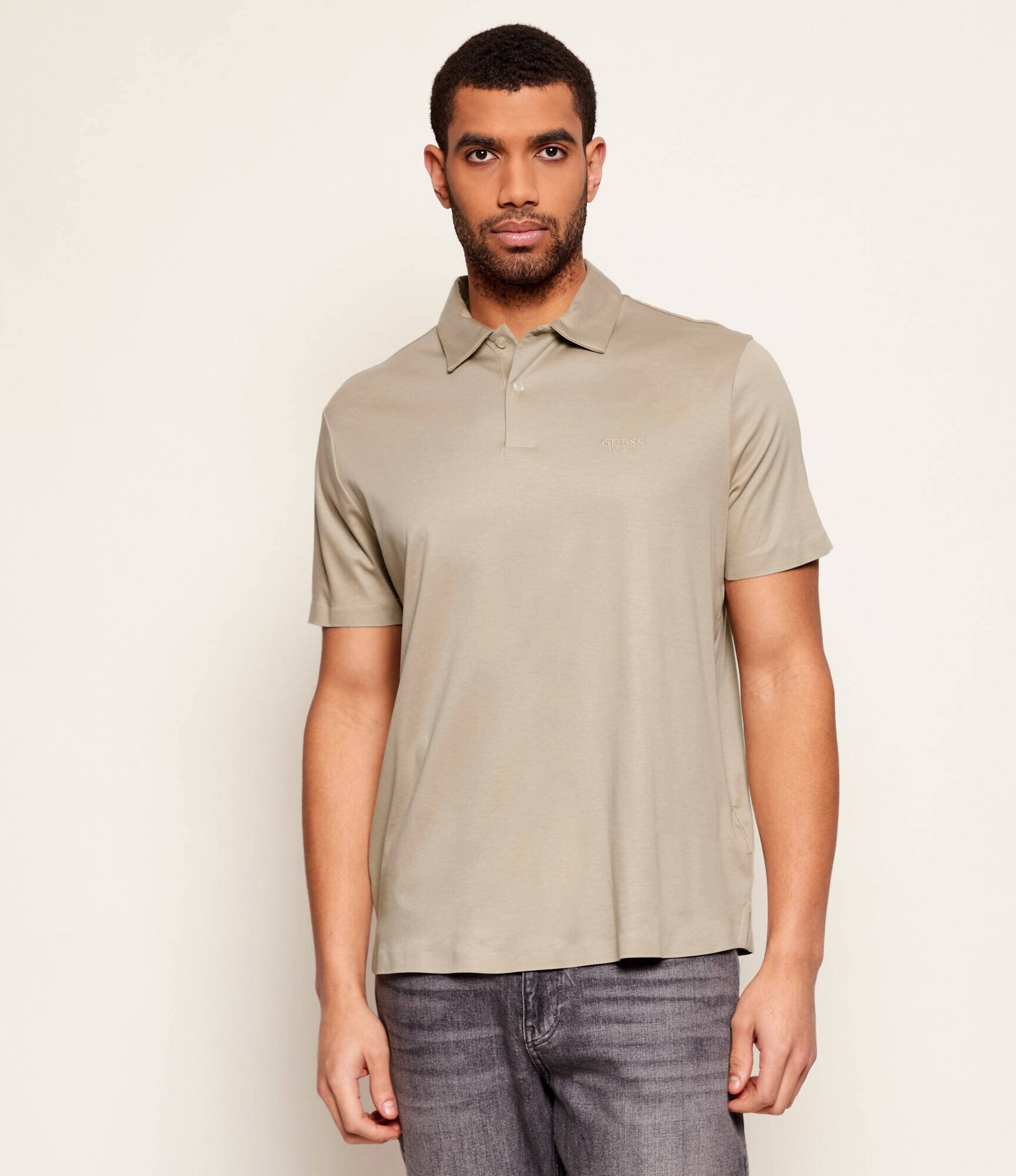 GUESS Polo | regular fit cu adaos de mătase