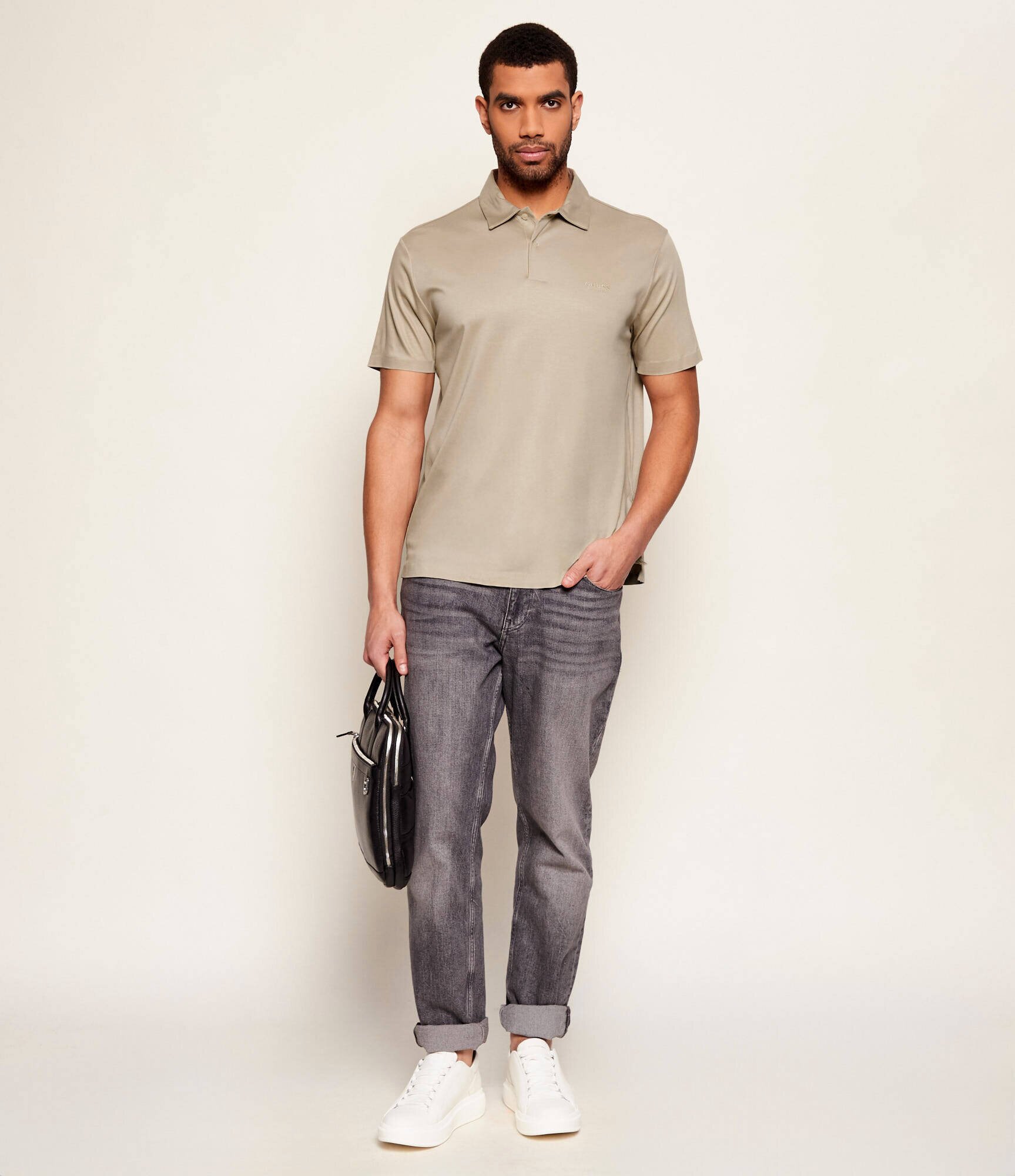 GUESS Polo | regular fit cu adaos de mătase