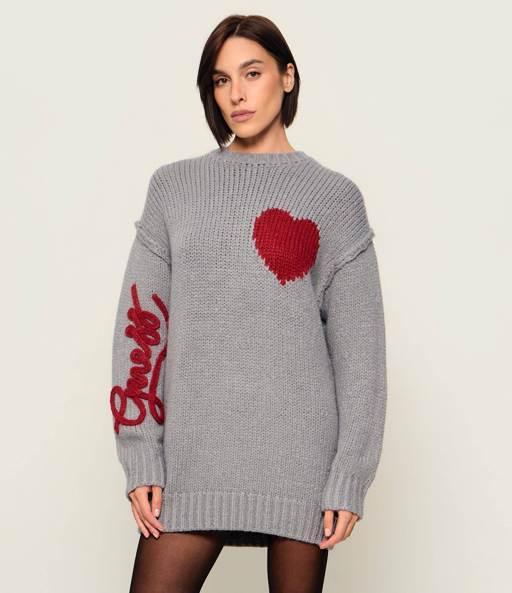GUESS Pulover Anita Heart | Relaxed fit cu adaos de lână