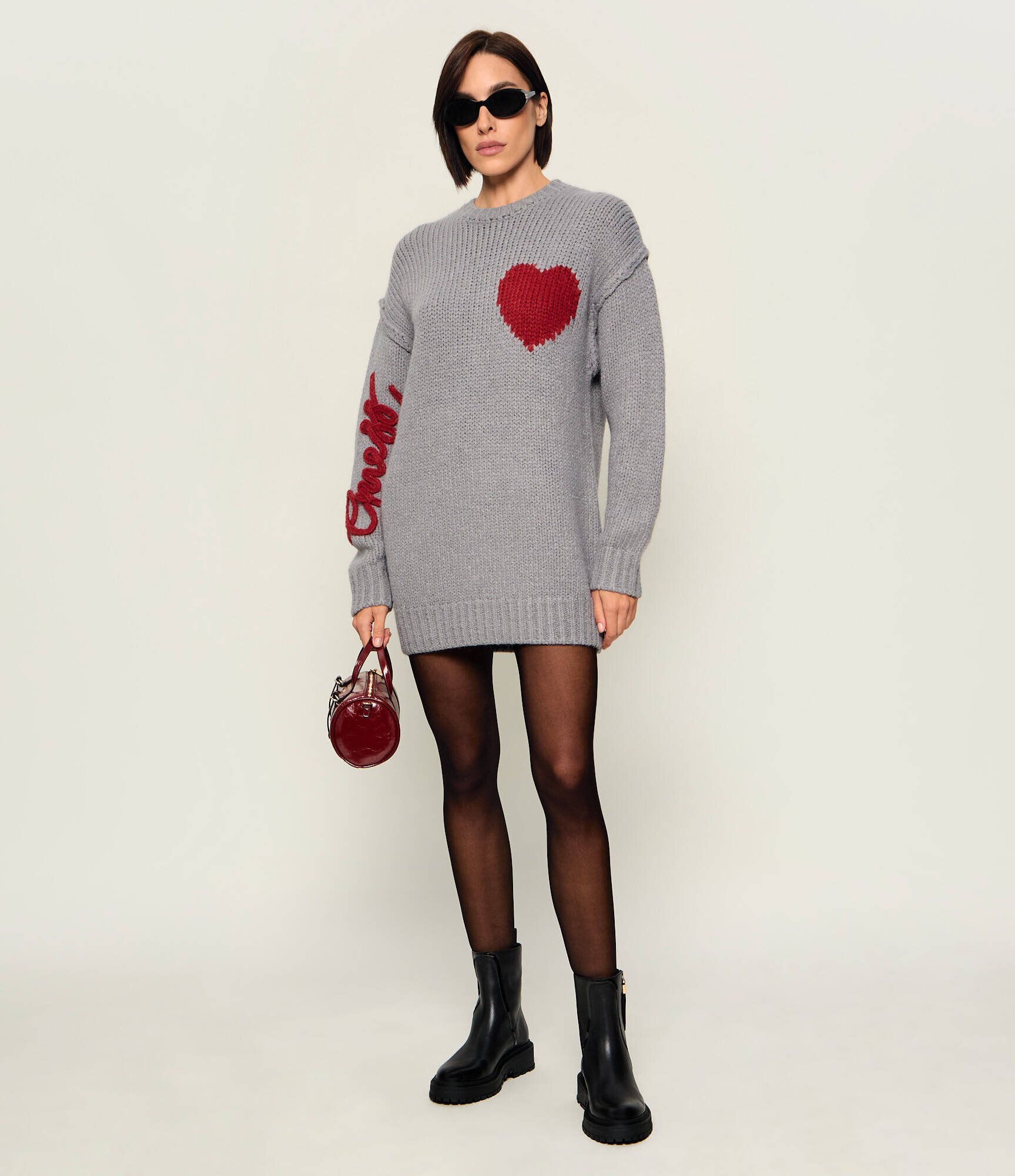 GUESS Pulover Anita Heart | Relaxed fit cu adaos de lână
