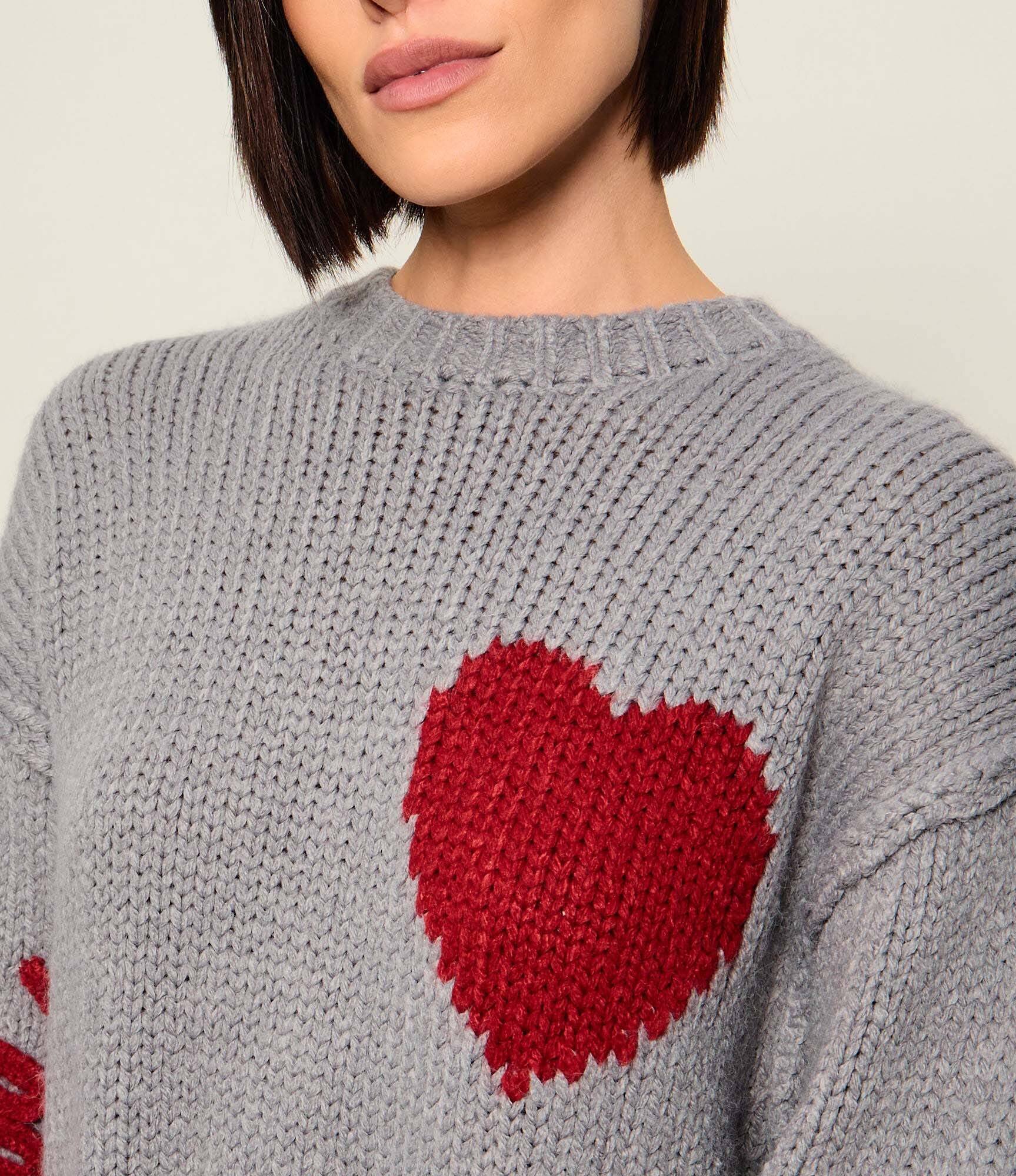GUESS Pulover Anita Heart | Relaxed fit cu adaos de lână