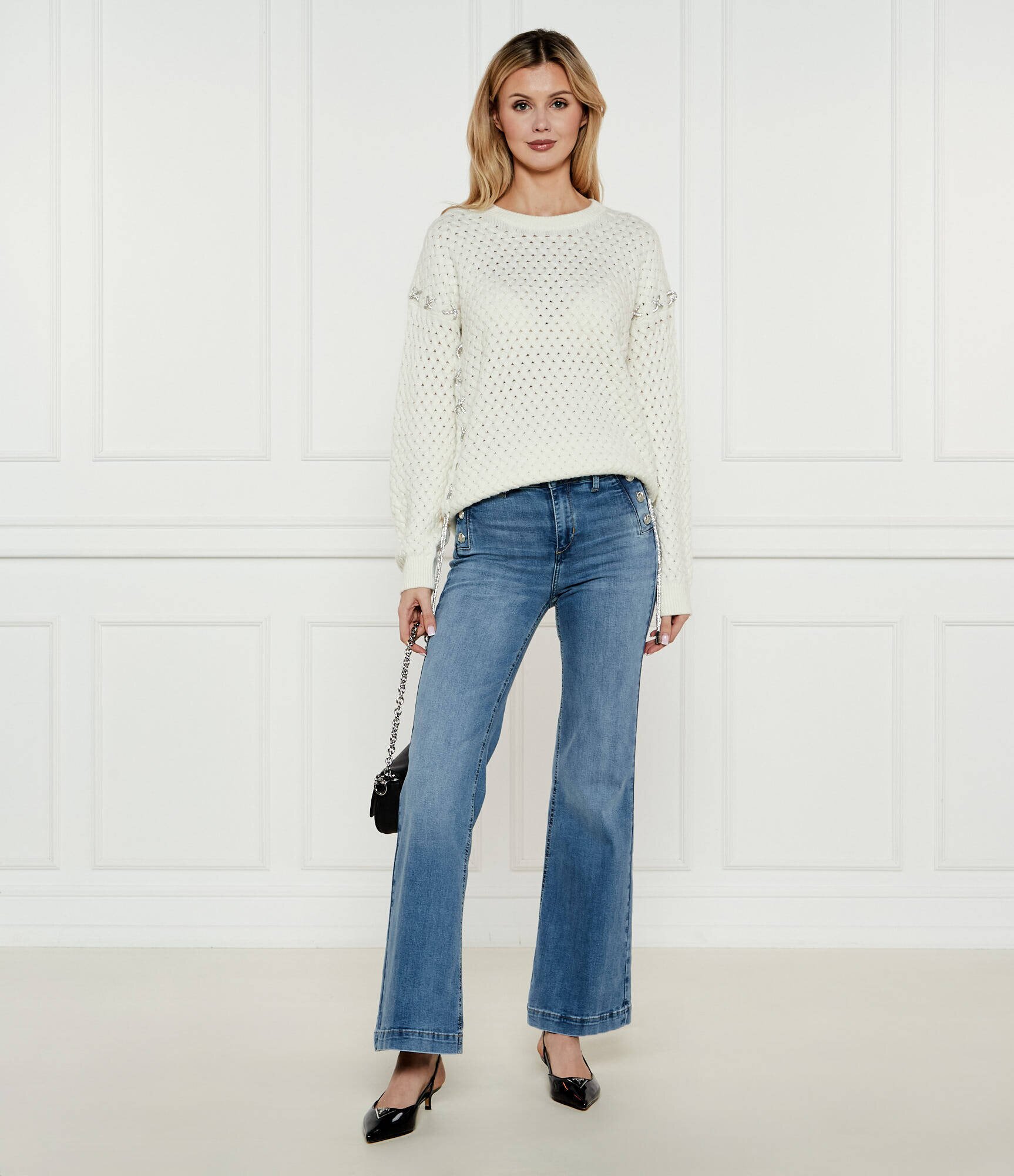 GUESS Pulover ELLISS | Relaxed fit cu adaos de lână