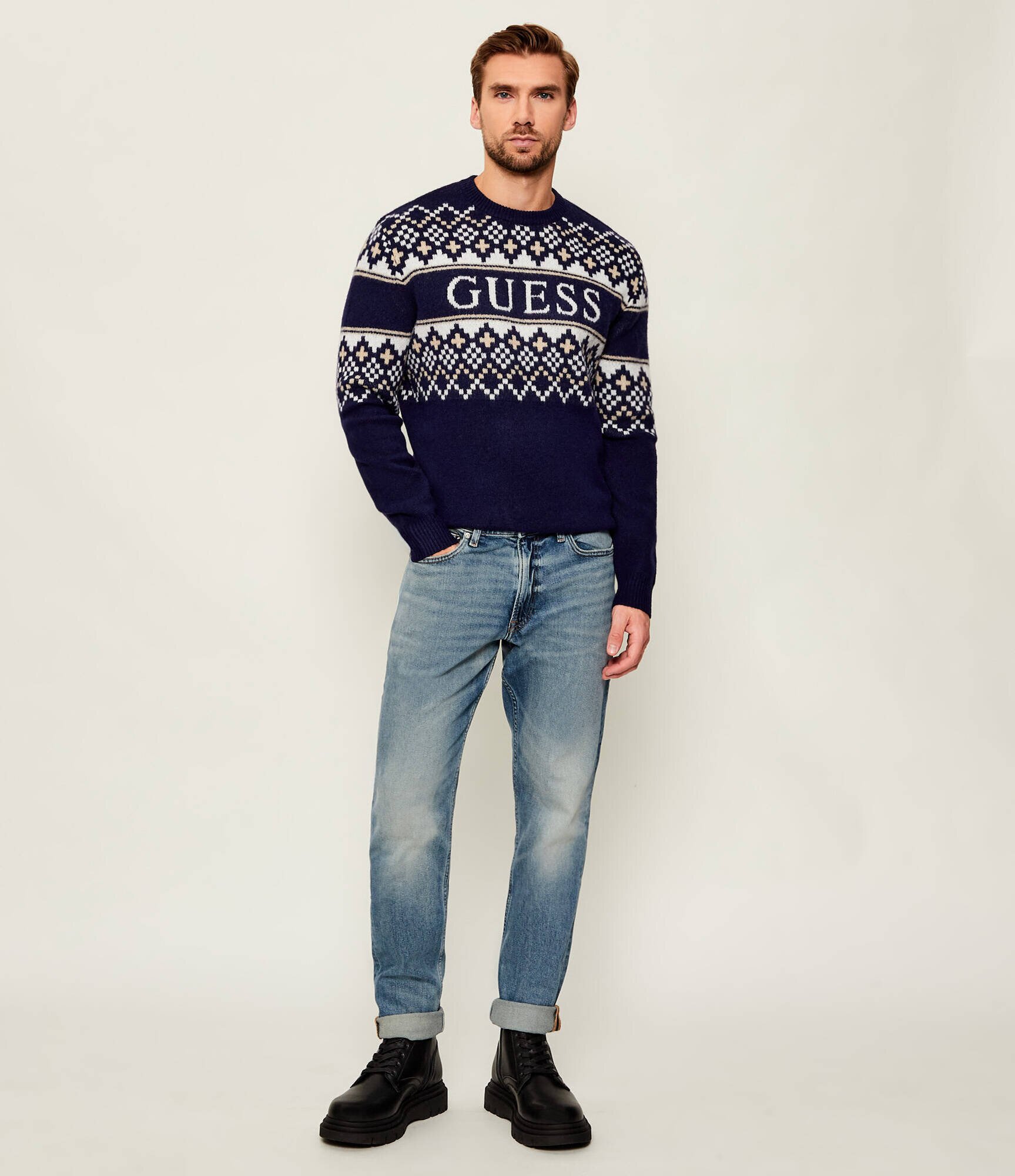 GUESS Pulover | regular fit cu adaos de lână