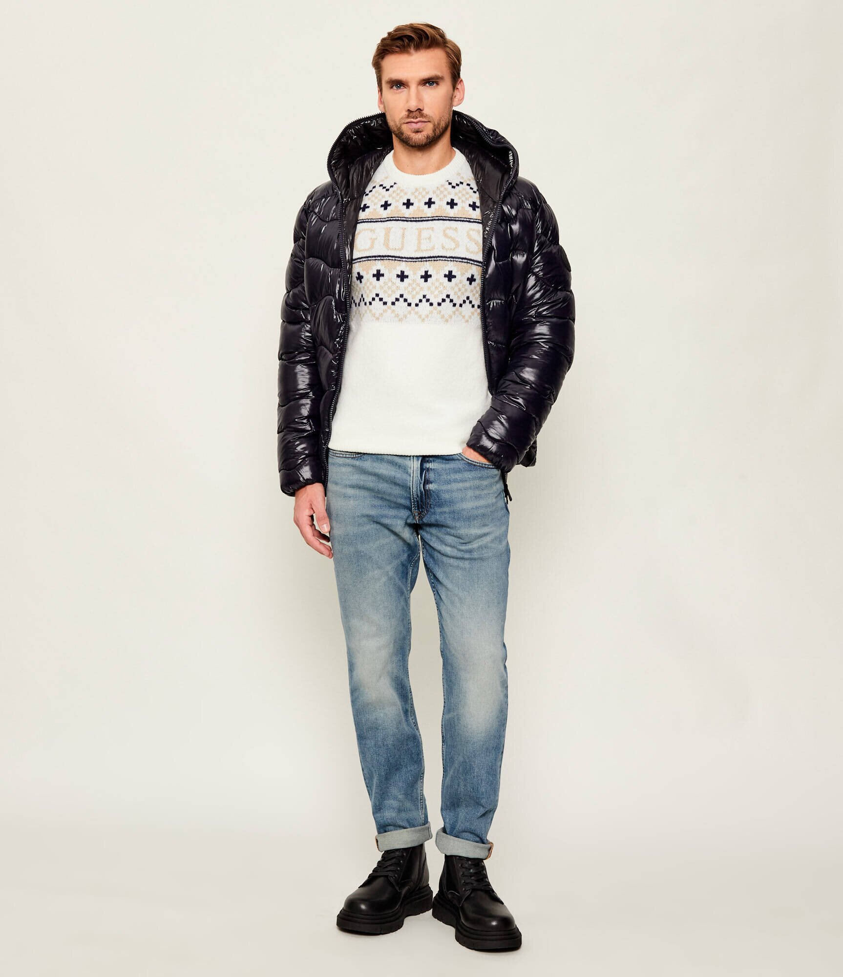 GUESS Pulover | regular fit cu adaos de lână