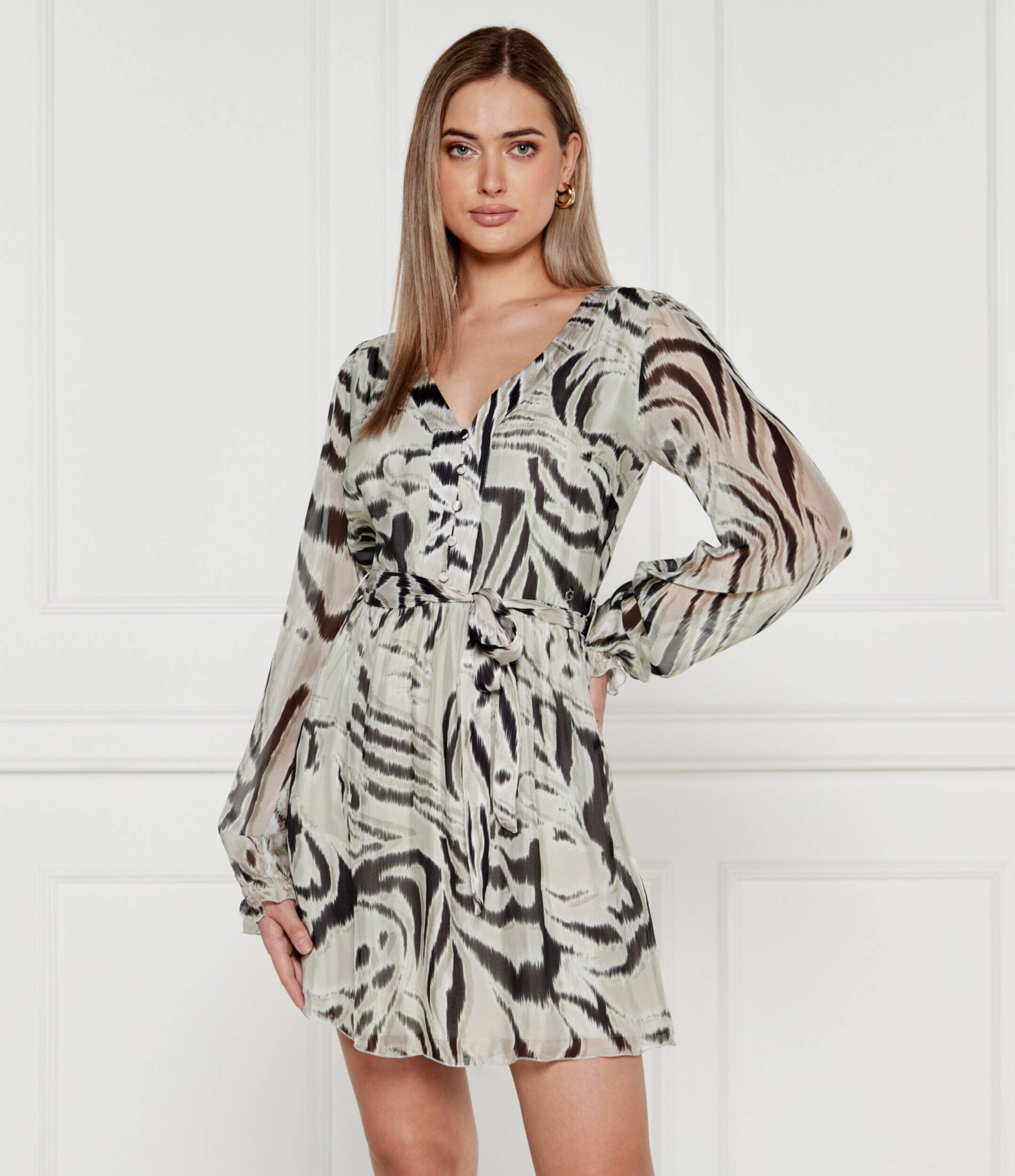 GUESS Rochie cu cordon MARCELLE cu adaos de mătase