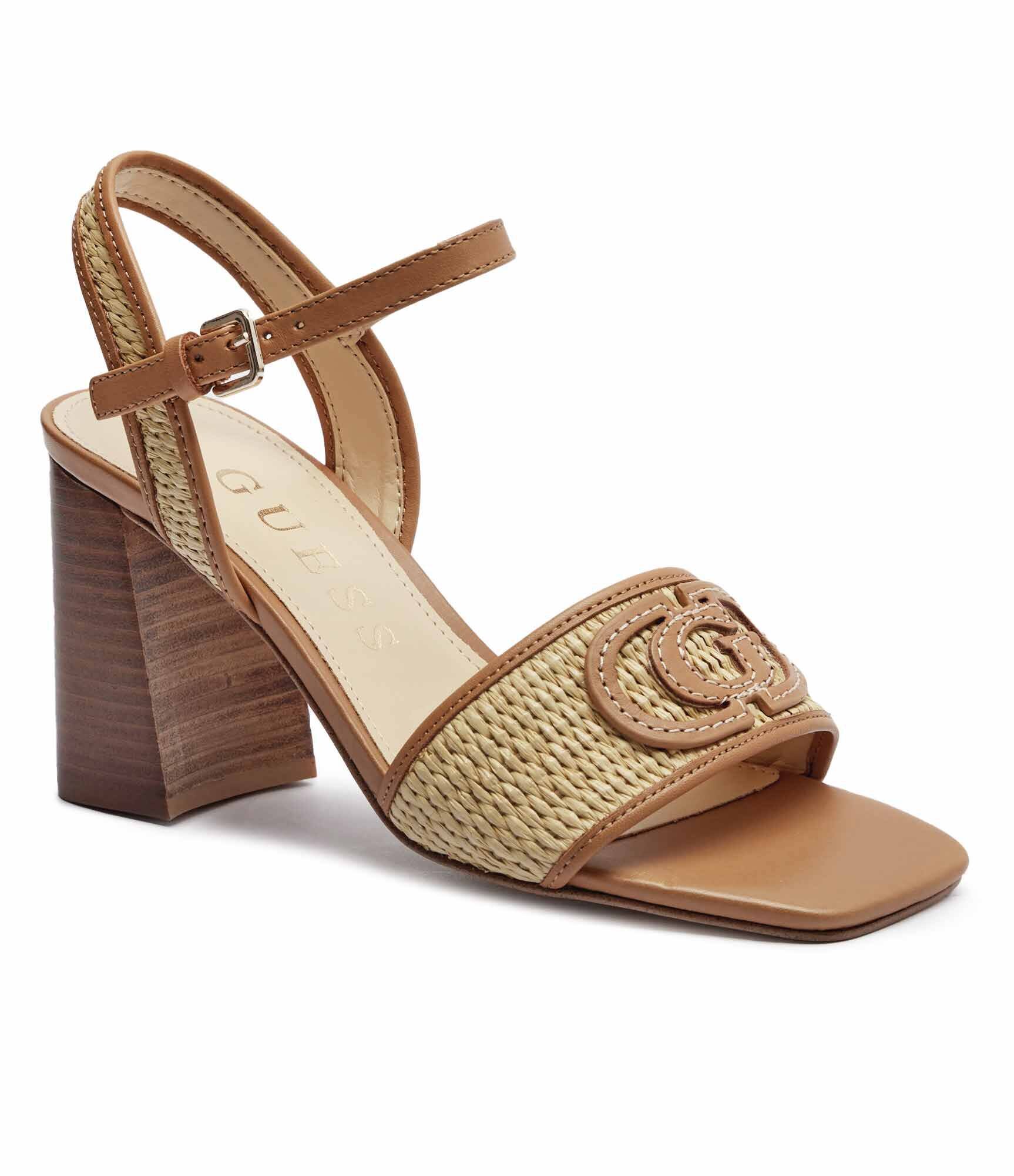 GUESS Sandale cu toc gros Grato cu adaos de piele