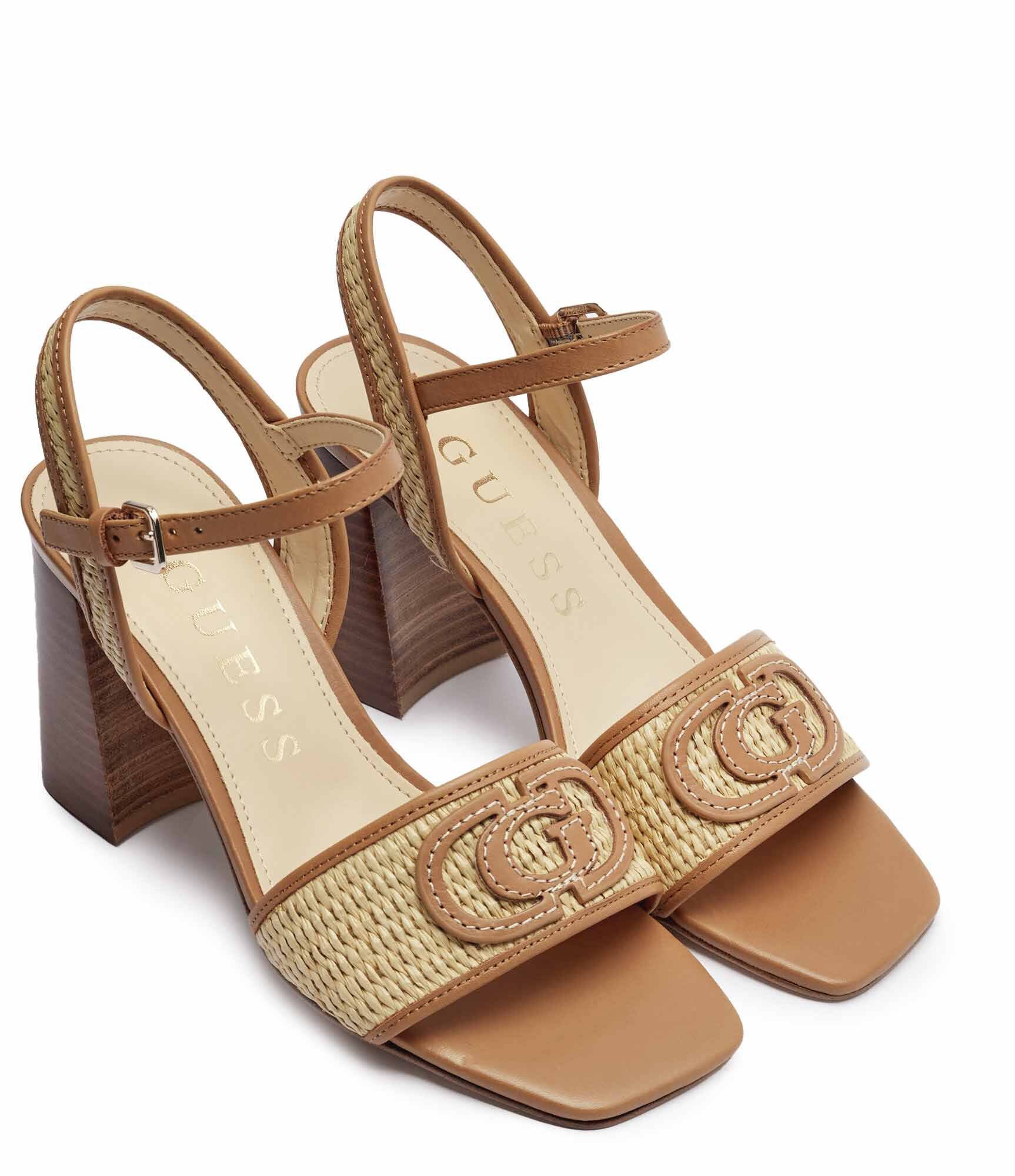 GUESS Sandale cu toc gros Grato cu adaos de piele
