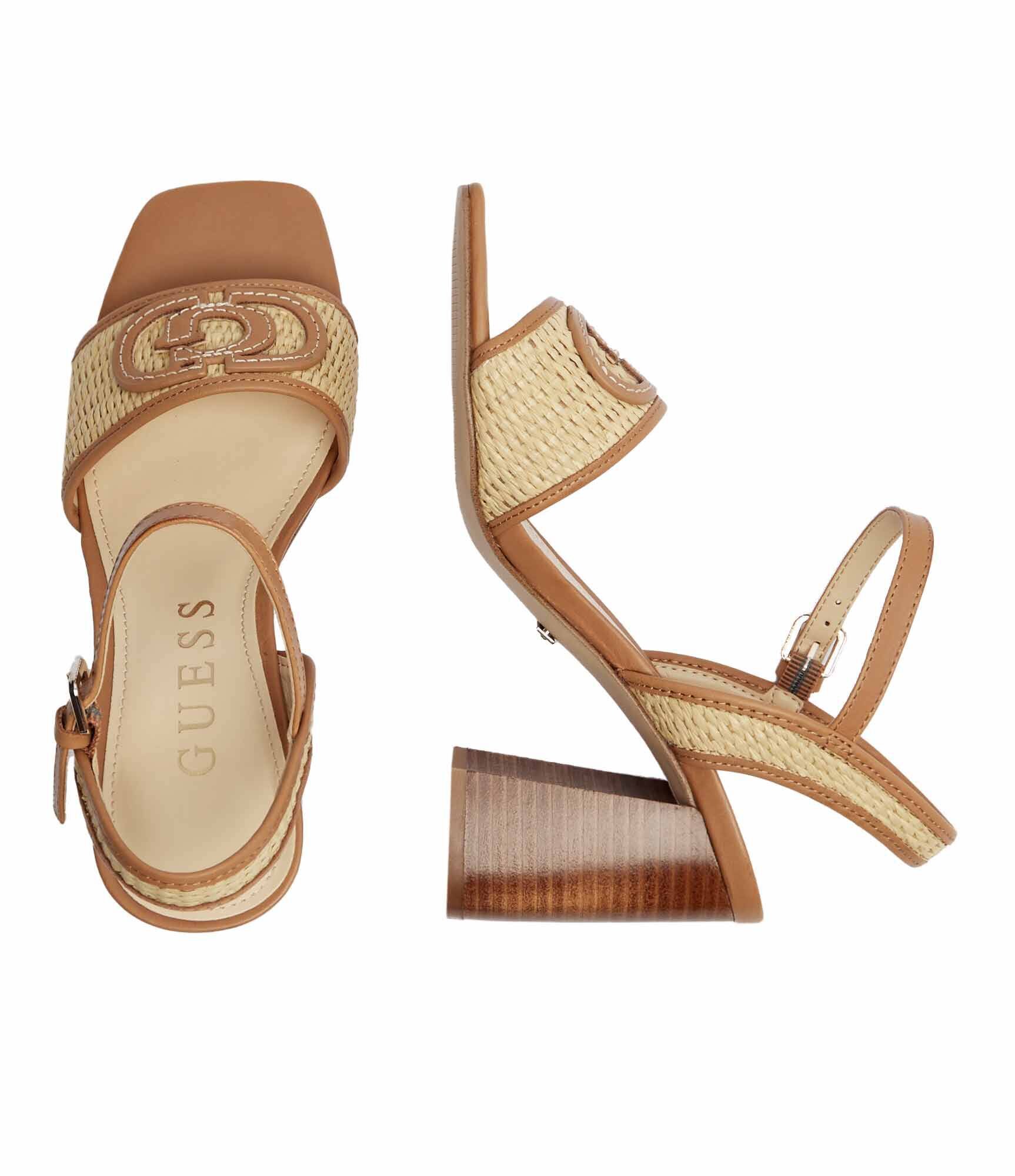 GUESS Sandale cu toc gros Grato cu adaos de piele